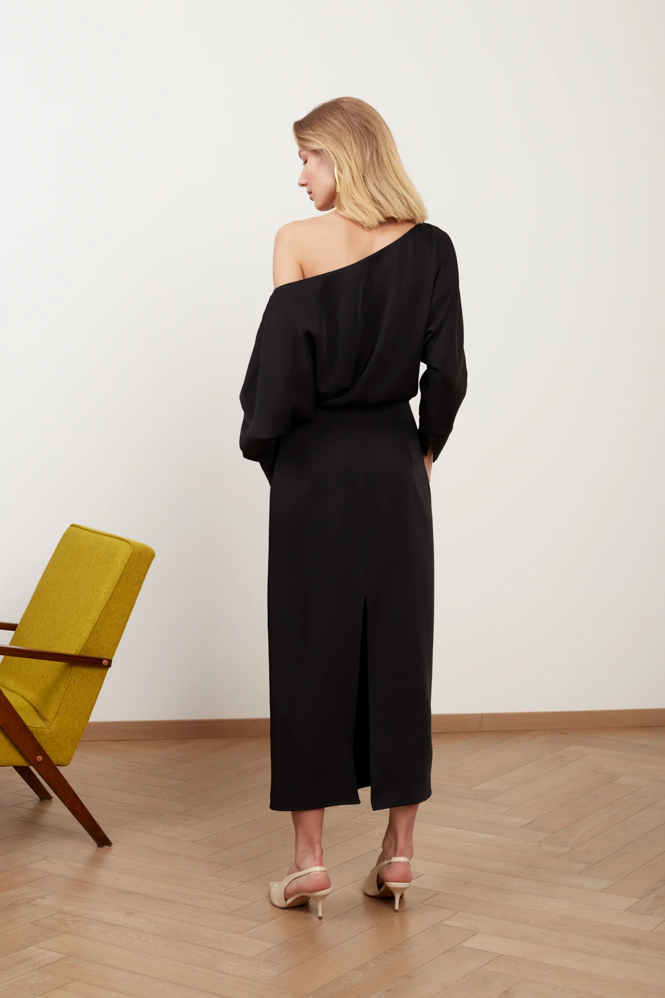 AGALIA black work to evening off-the-shoulder midi dress - Image 5