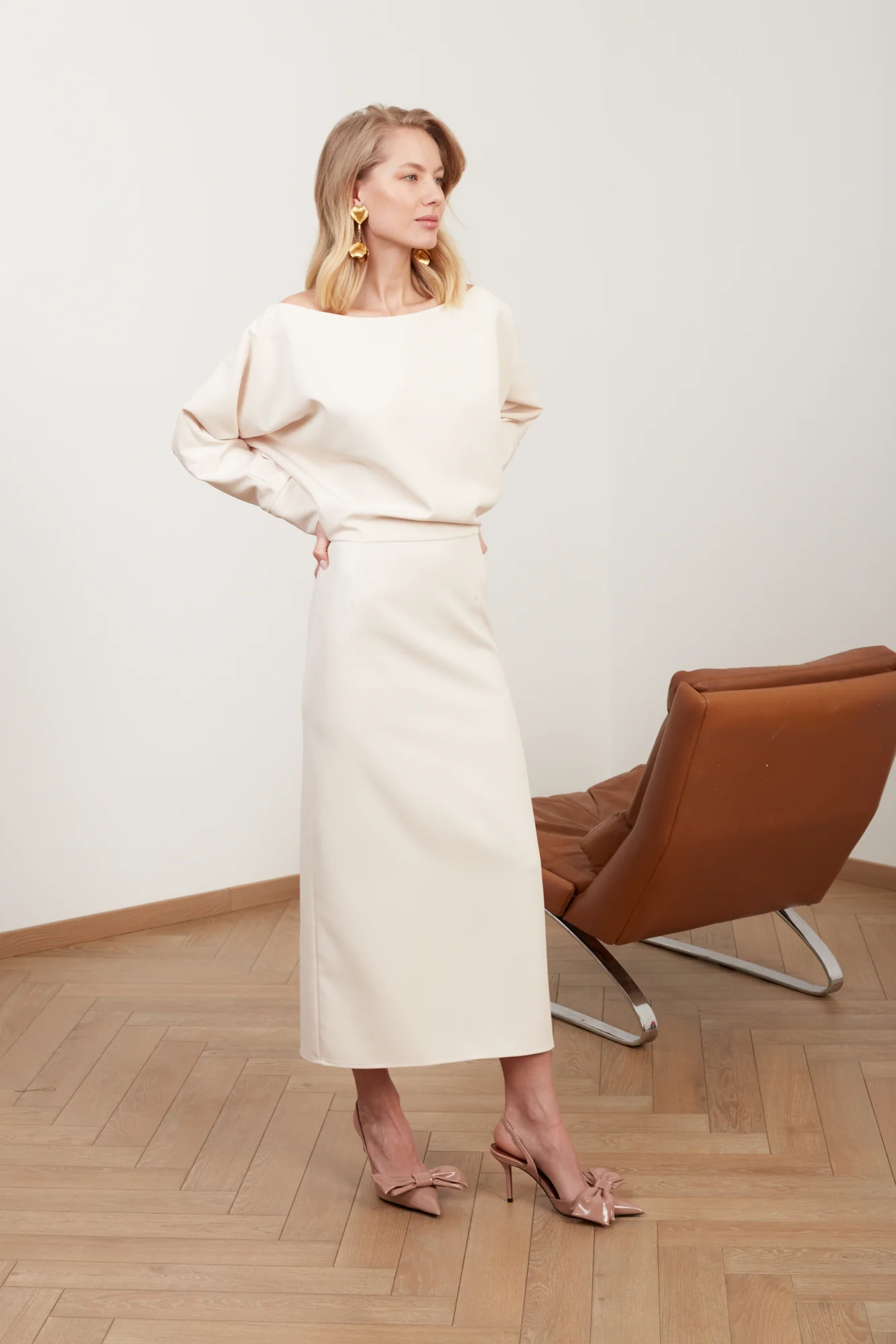 AGALIA cream off-the-shoulder midi dress - Image 3