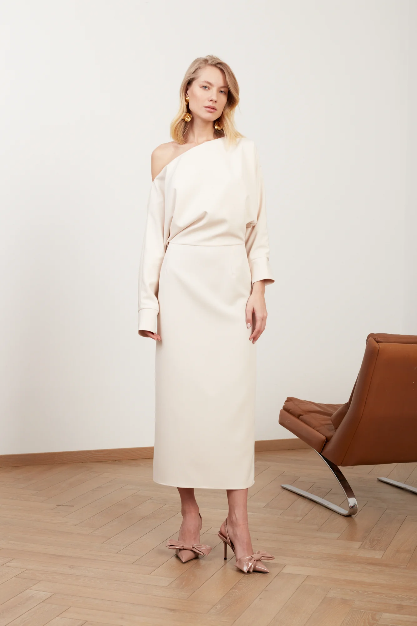 AGALIA cream off-the-shoulder midi dress - Image 6