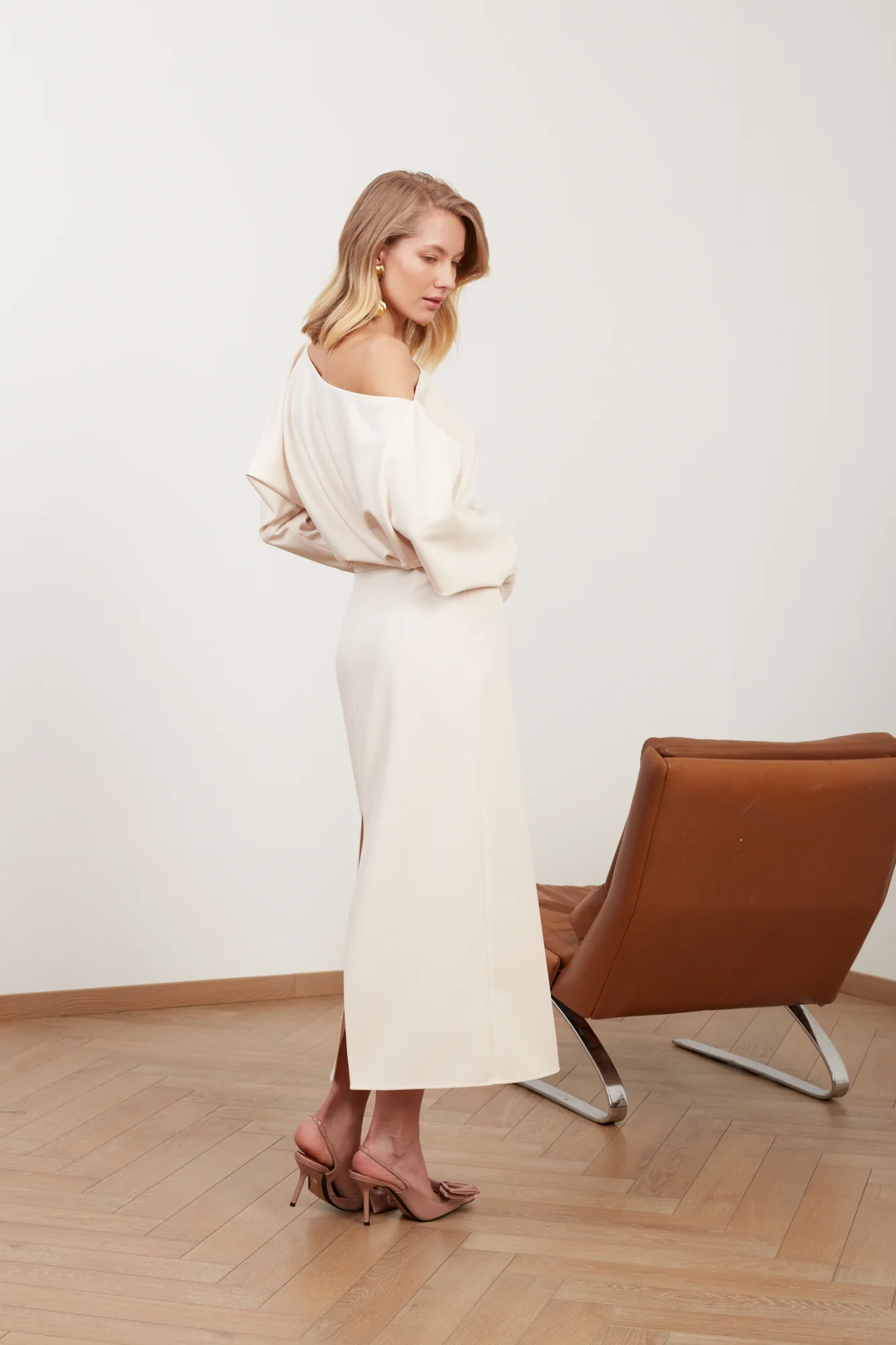 AGALIA cream off-the-shoulder midi dress - Image 7