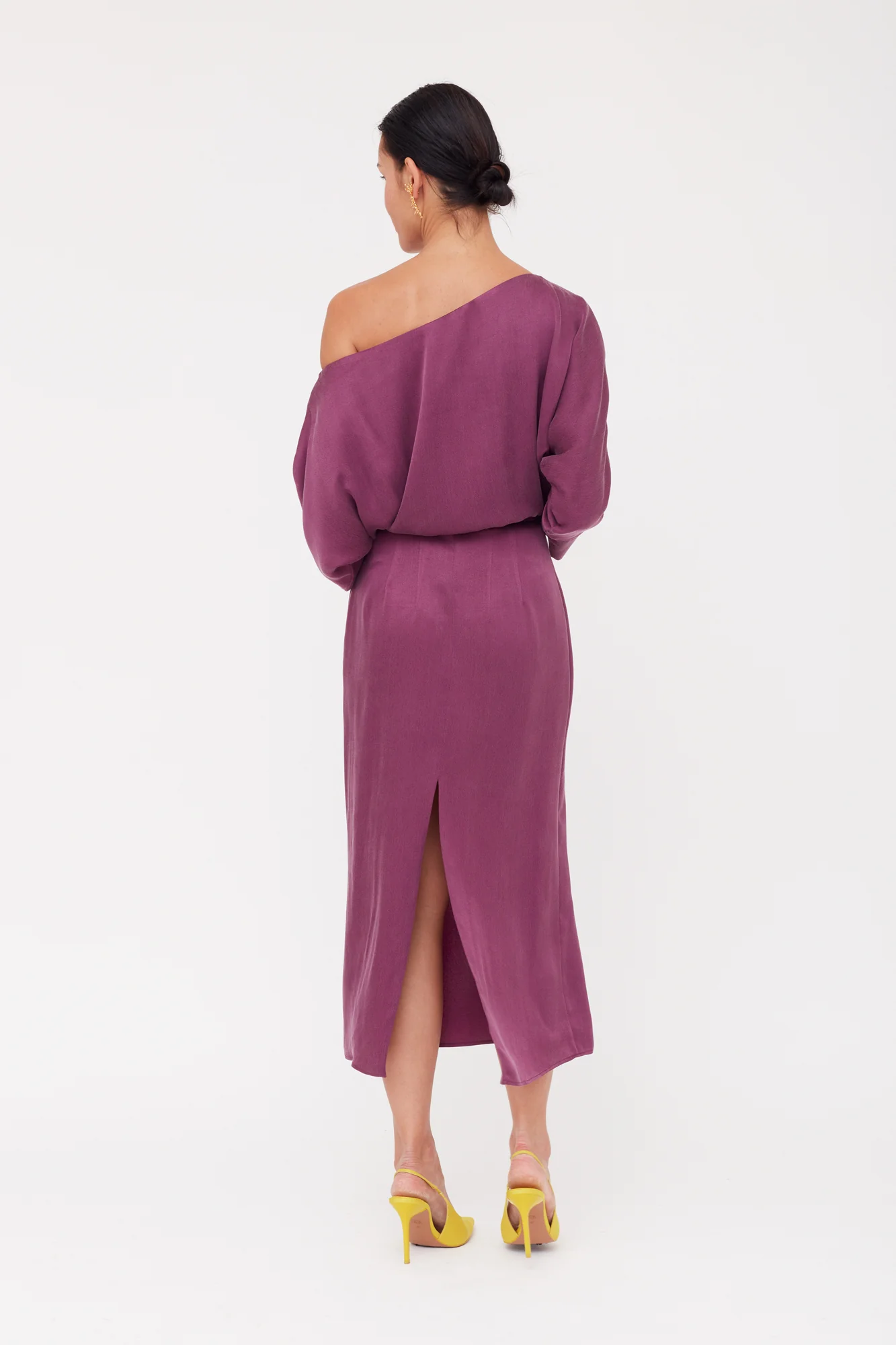 AGALIA purple work to evening off-the-shoulder cupro dress - Image 5