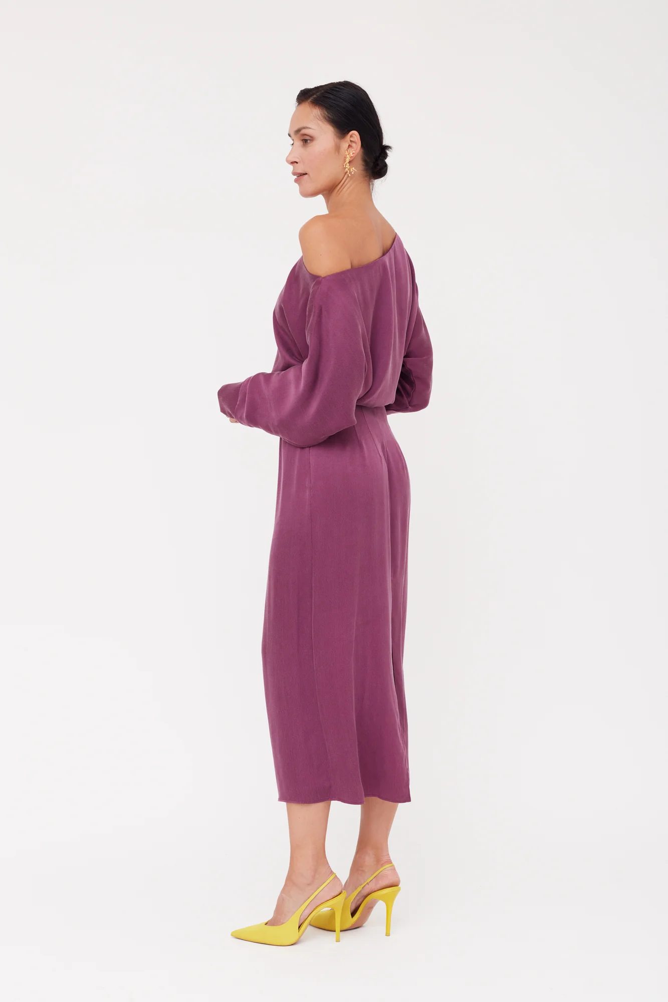 AGALIA purple work to evening off-the-shoulder cupro dress - Image 6