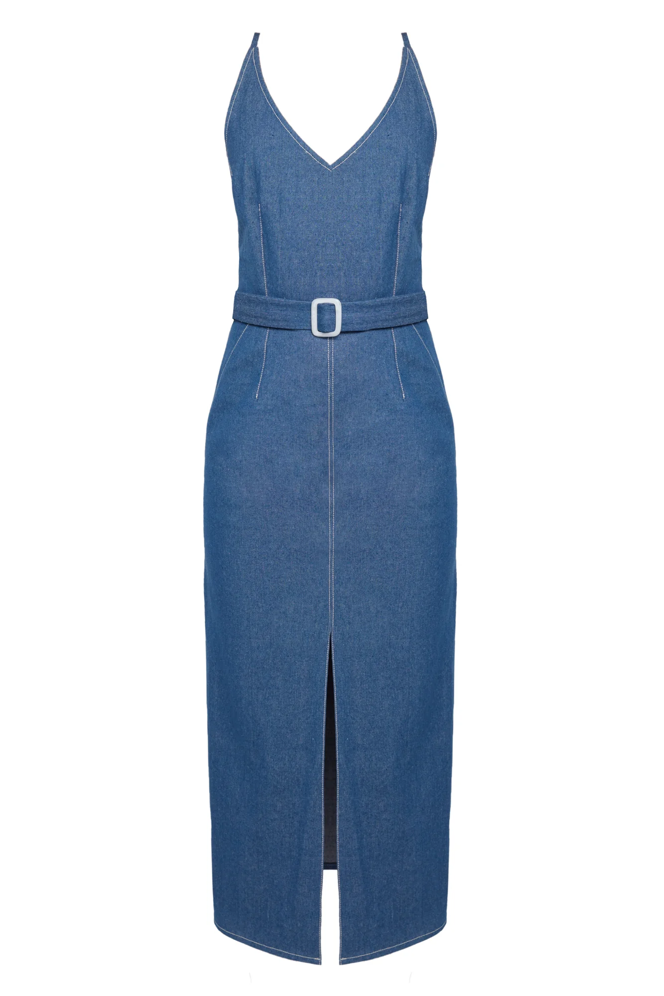 ALBERTA classy blue denim midi dress - Image 9