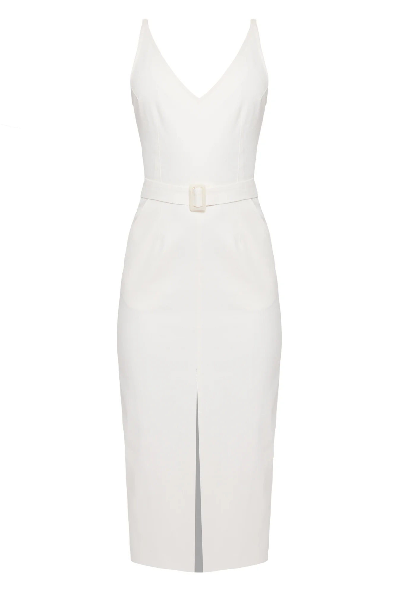 ALBERTA off-white denim midi dress with pencil skirt - Image 11