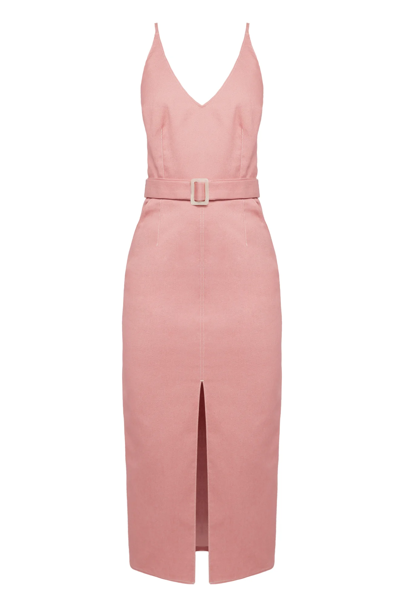 ALBERTA pastel pink denim open back dress - Image 9