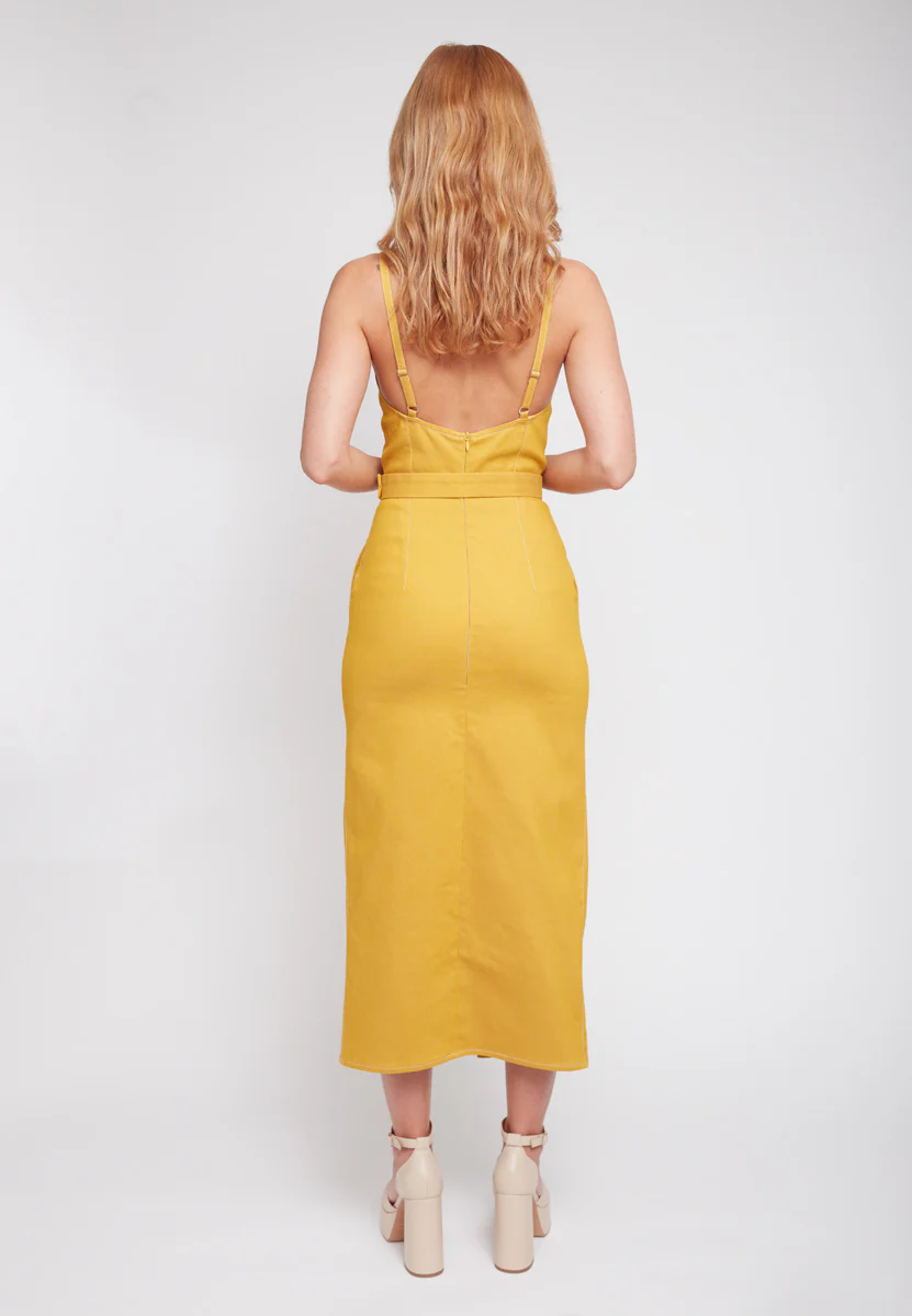 ALBERTA yellow denim classy pencil skirt dress - Image 11