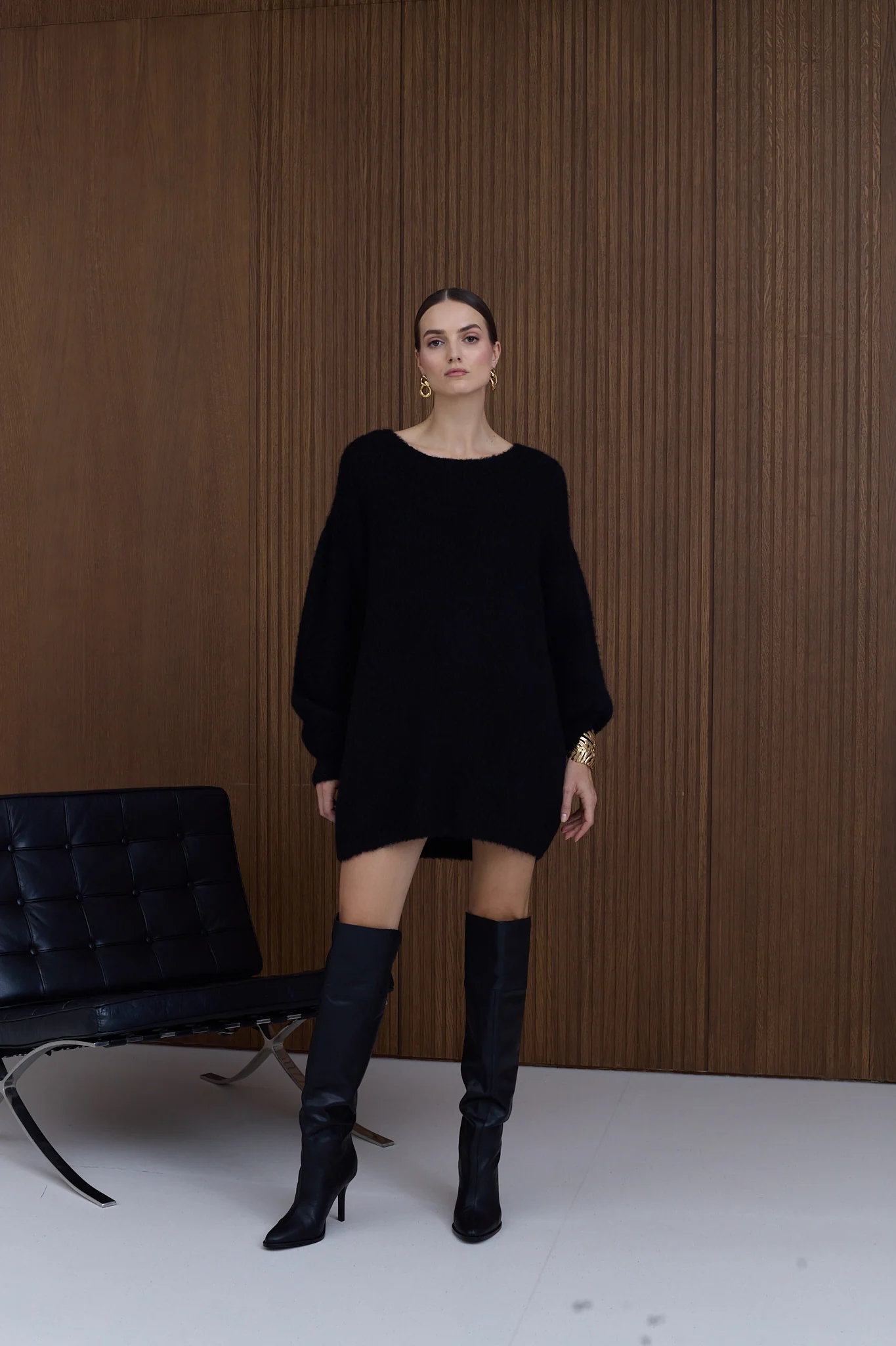 ALEXA Black Mini Sweater Dress - Image 2