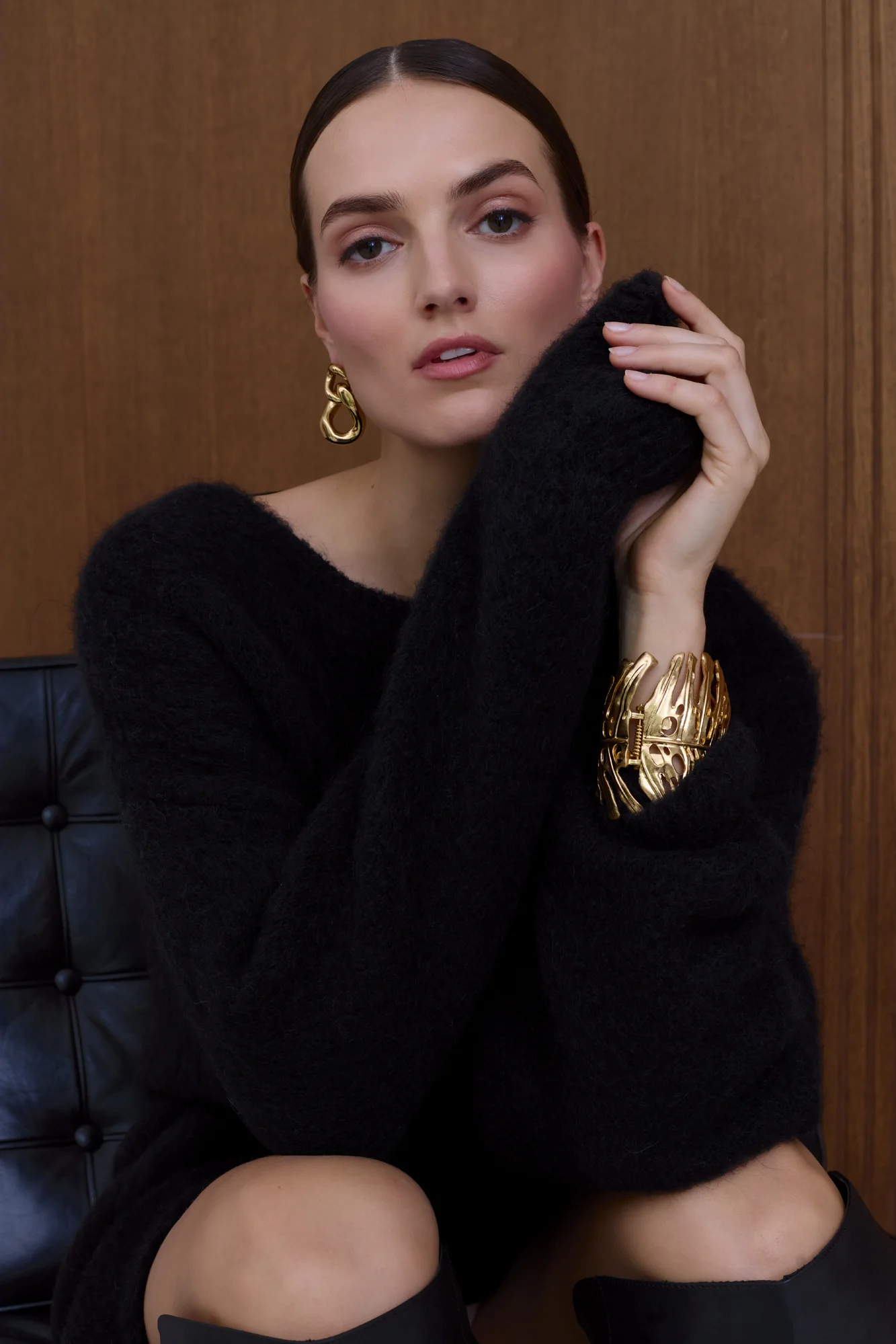 ALEXA Black Mini Sweater Dress - Image 3