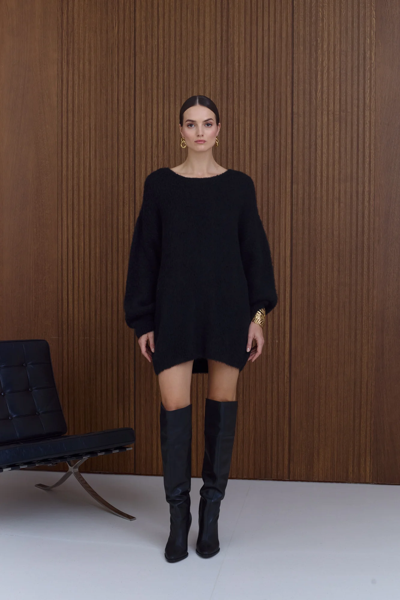 ALEXA Black Mini Sweater Dress - Image 4