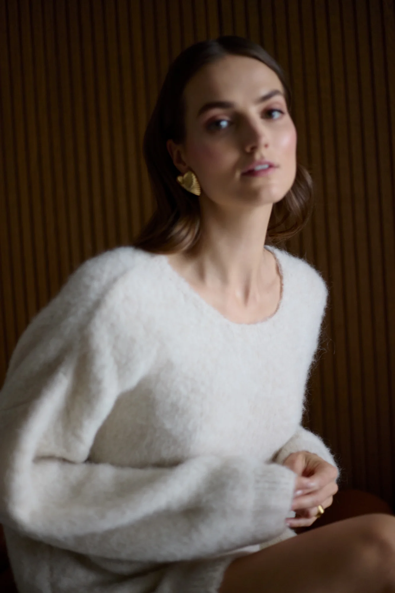 ALEXA Cream Mini Sweater Dress - Image 8