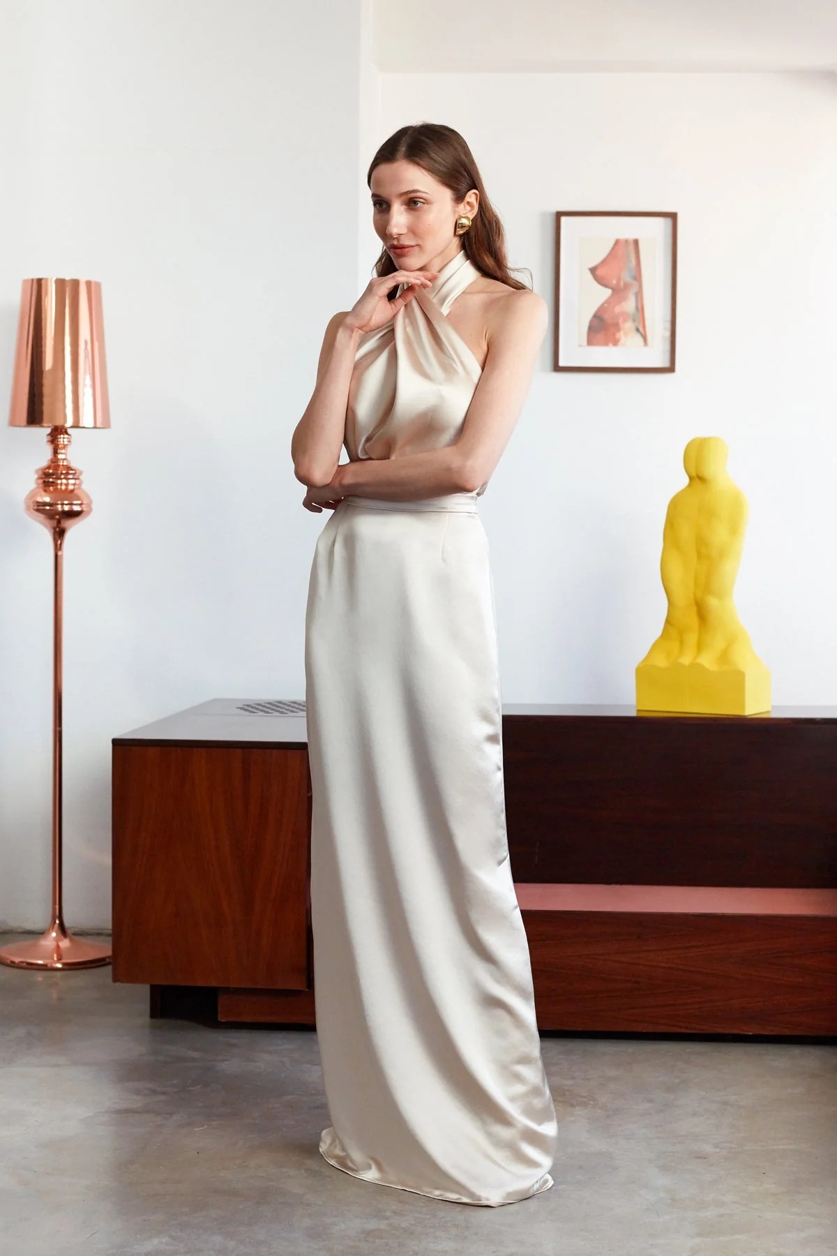 ALIUR champagne X Neckline Evening Dress - Image 10