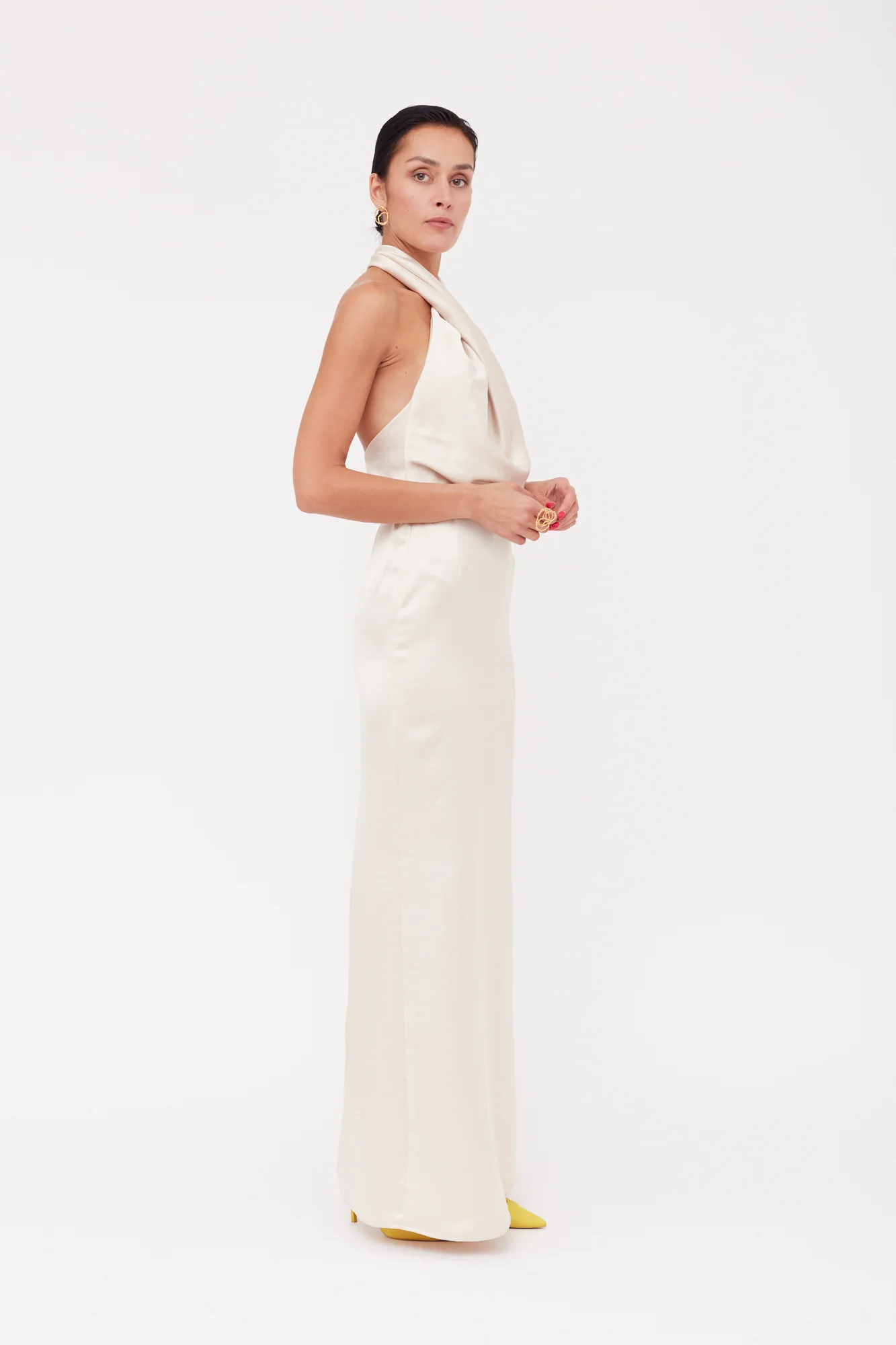 ALIUR champagne X Neckline Evening Dress - Image 12
