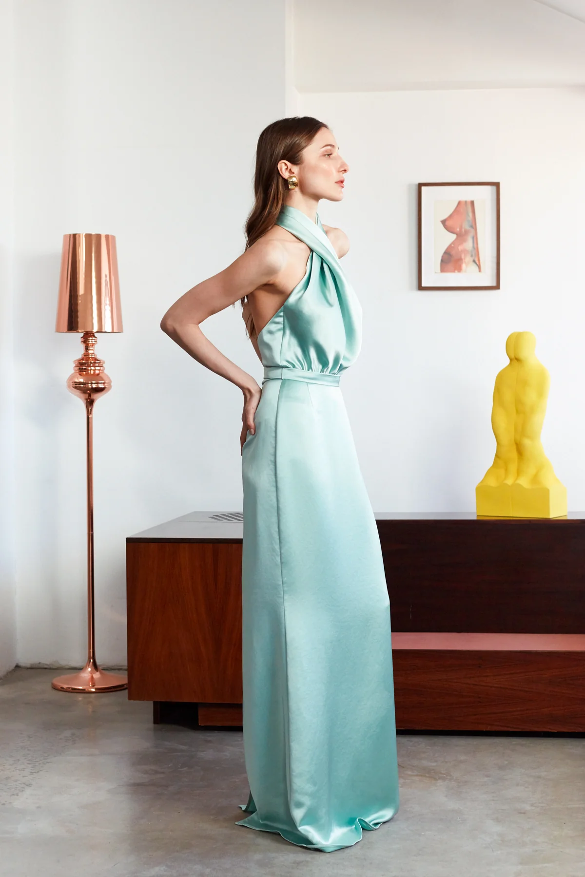 ALIUR mint green satin evening dress - Image 4