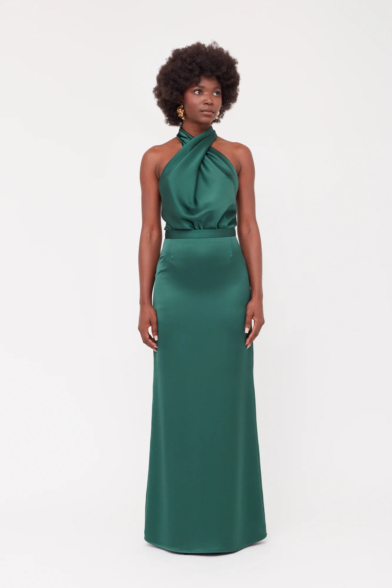 ALIUR Deep Green Maxi Evening Gown - Image 3