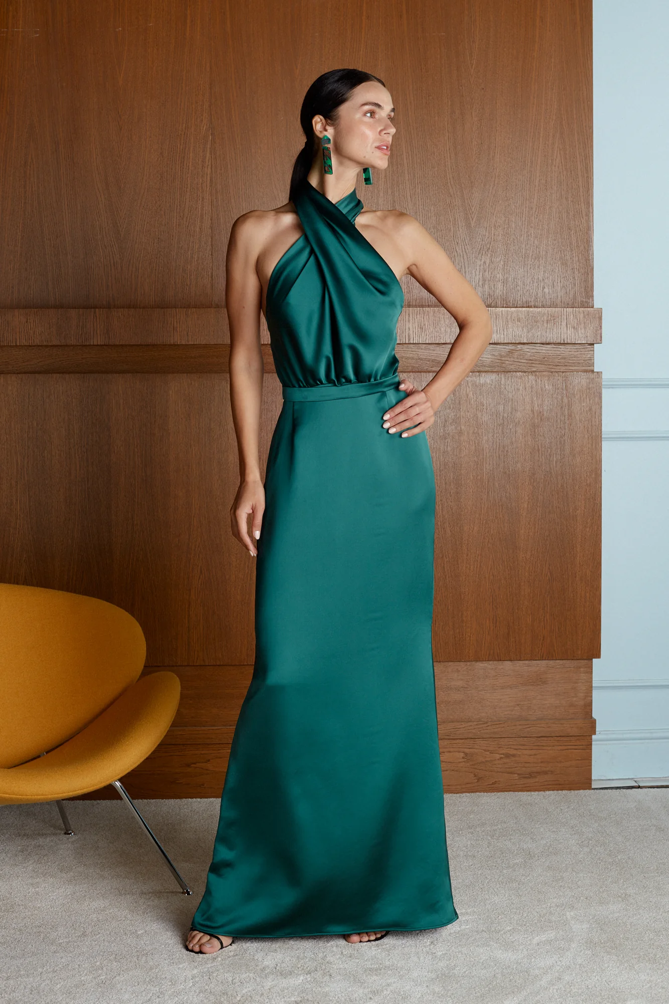 ALIUR Deep Green Maxi Evening Gown - Image 9