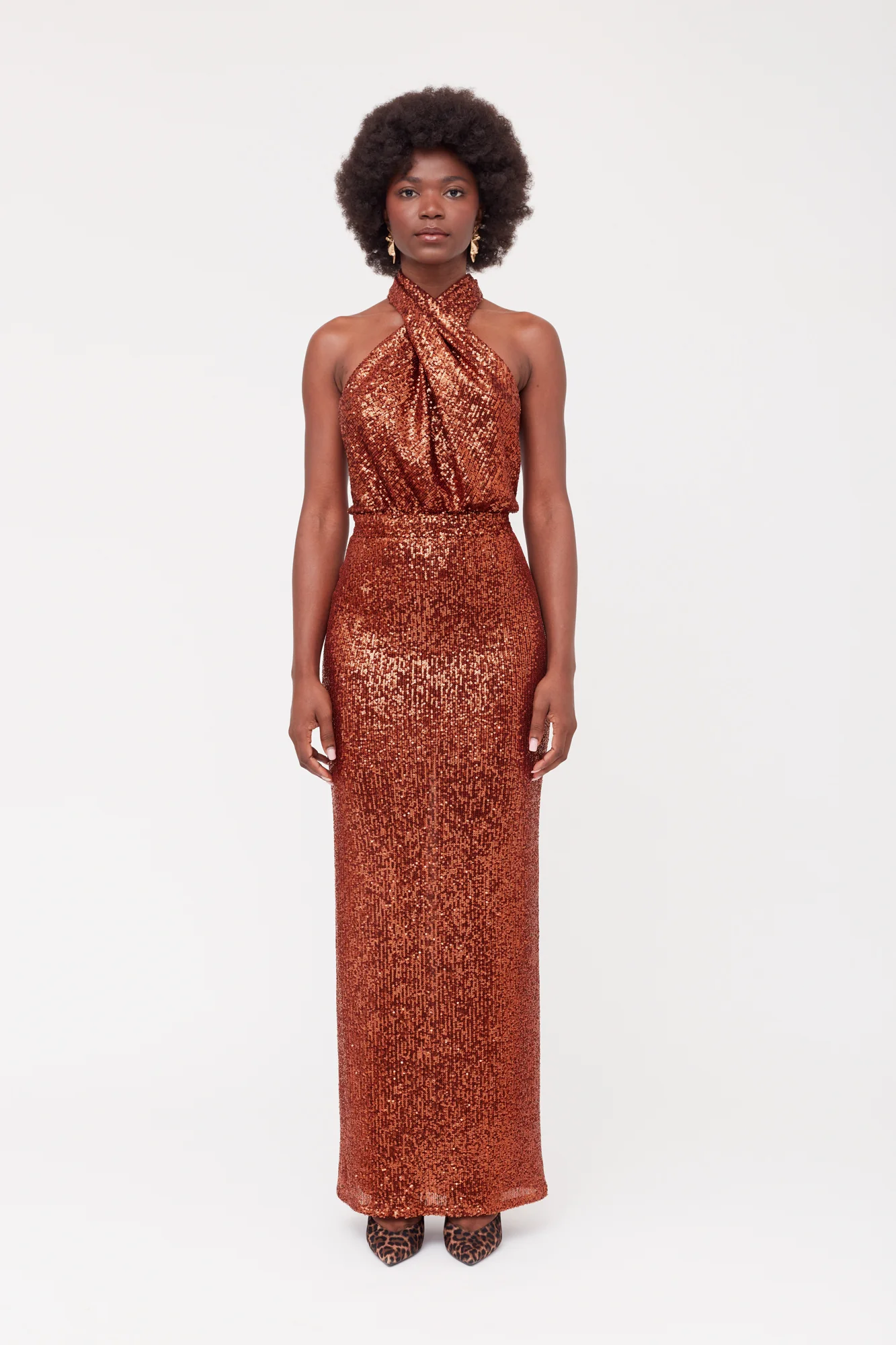 ALTA Bronze Sequin Maxi Evening dress - Image 2