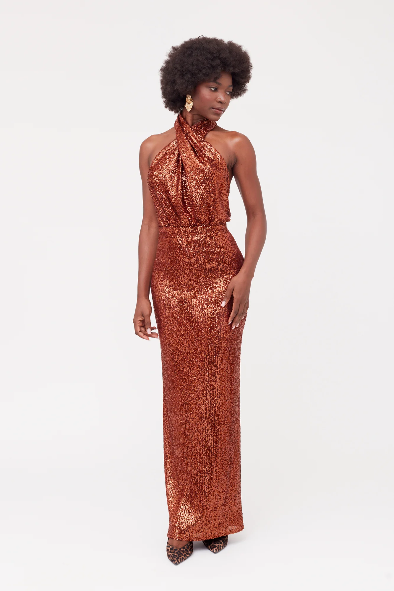 ALTA Bronze Sequin Maxi Evening dress - Image 4