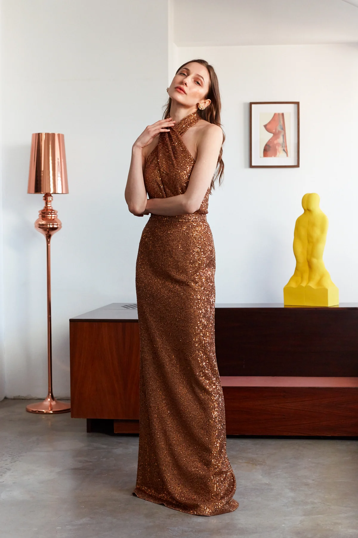 ALTA Bronze Sequin Maxi Evening dress - Image 9