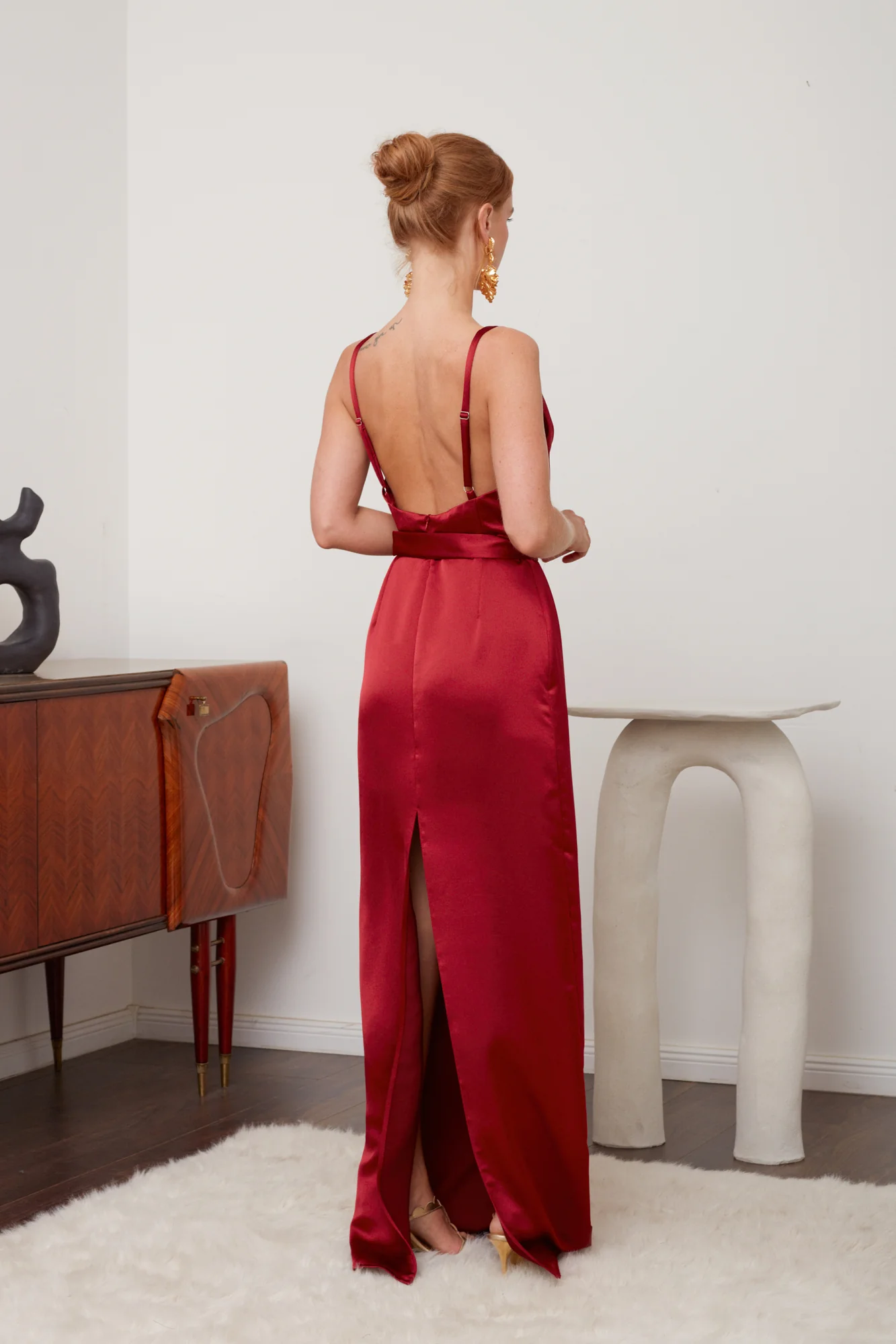 AMILA deep red maxi evening dress - Image 6