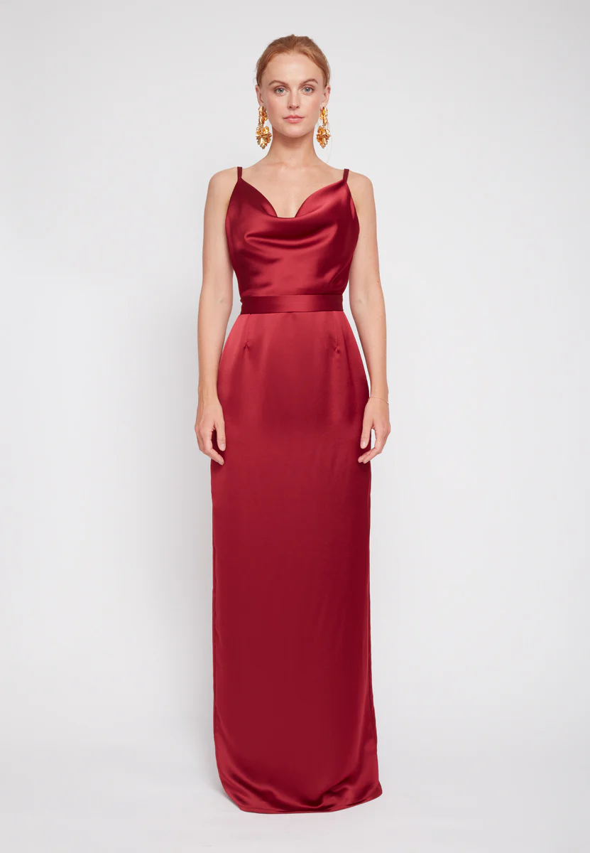 AMILA deep red maxi evening dress - Image 7