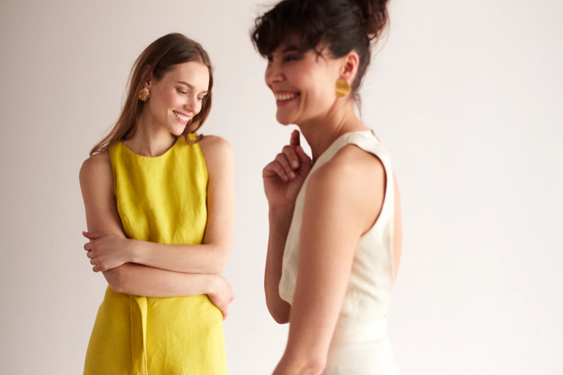 AMILA open back linen cupro midi dress in yellow - Image 5