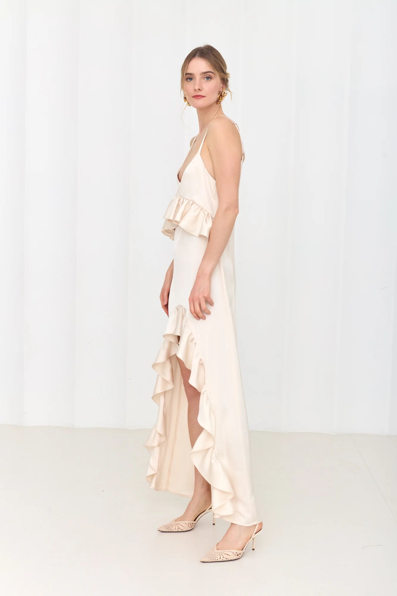 ANISA Pastel Asymmetric Ruffle Boho Chic Dress - Image 3