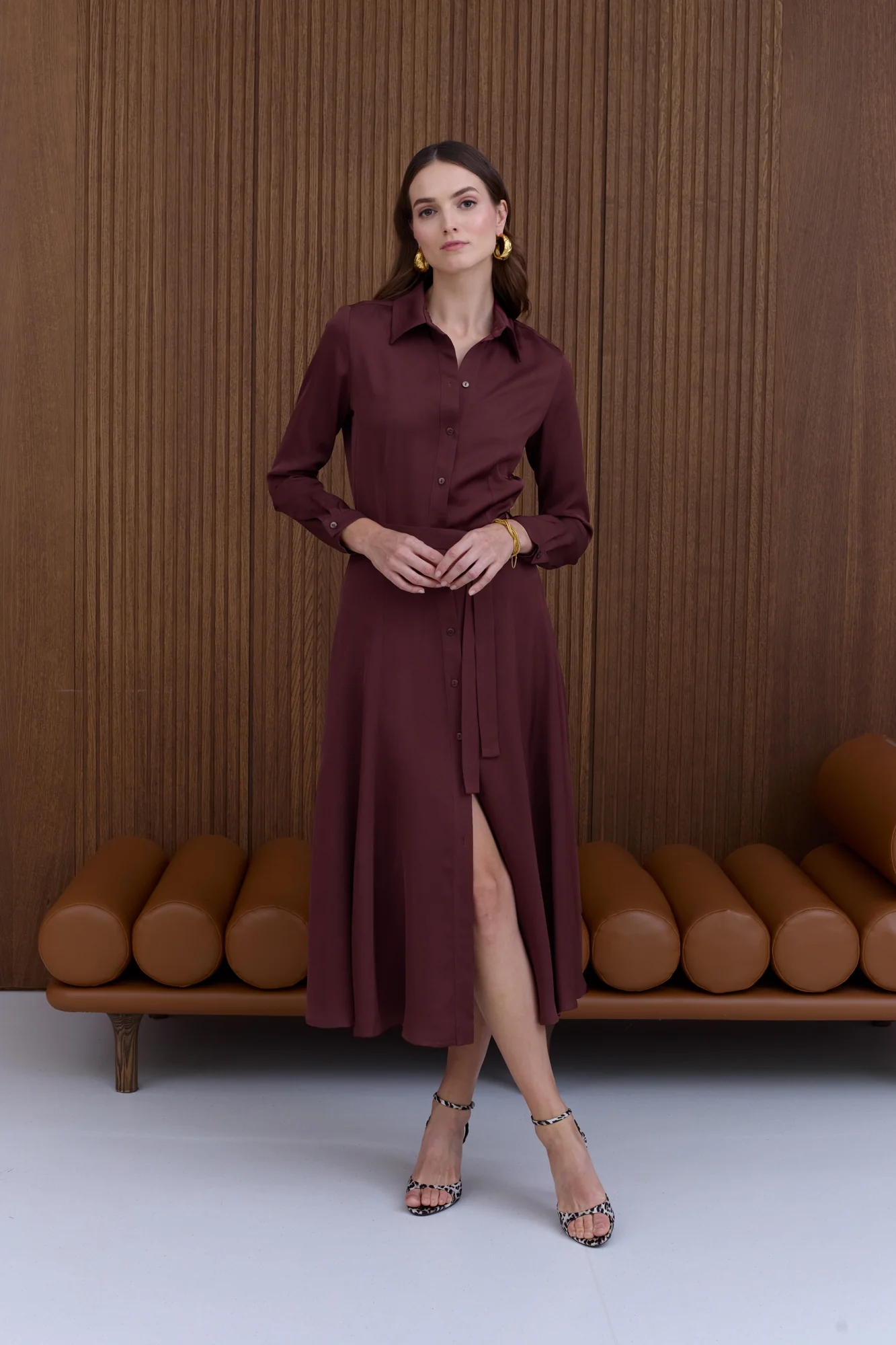 ANOUK Burgundy Shirt Dress
