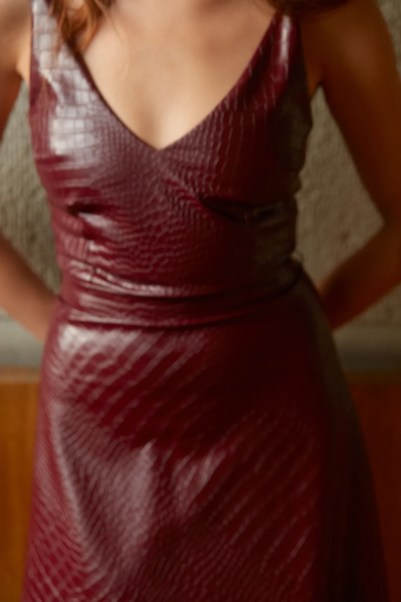 ANYA Bordeaux Vegan Leather Mermaid Skirt Sress - Image 8
