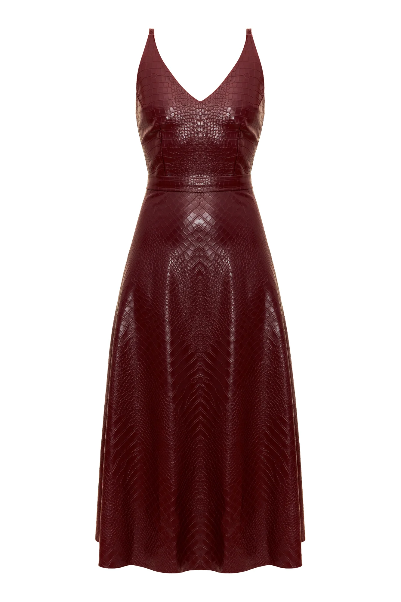 ANYA Bordeaux Vegan Leather Mermaid Skirt Sress - Image 9