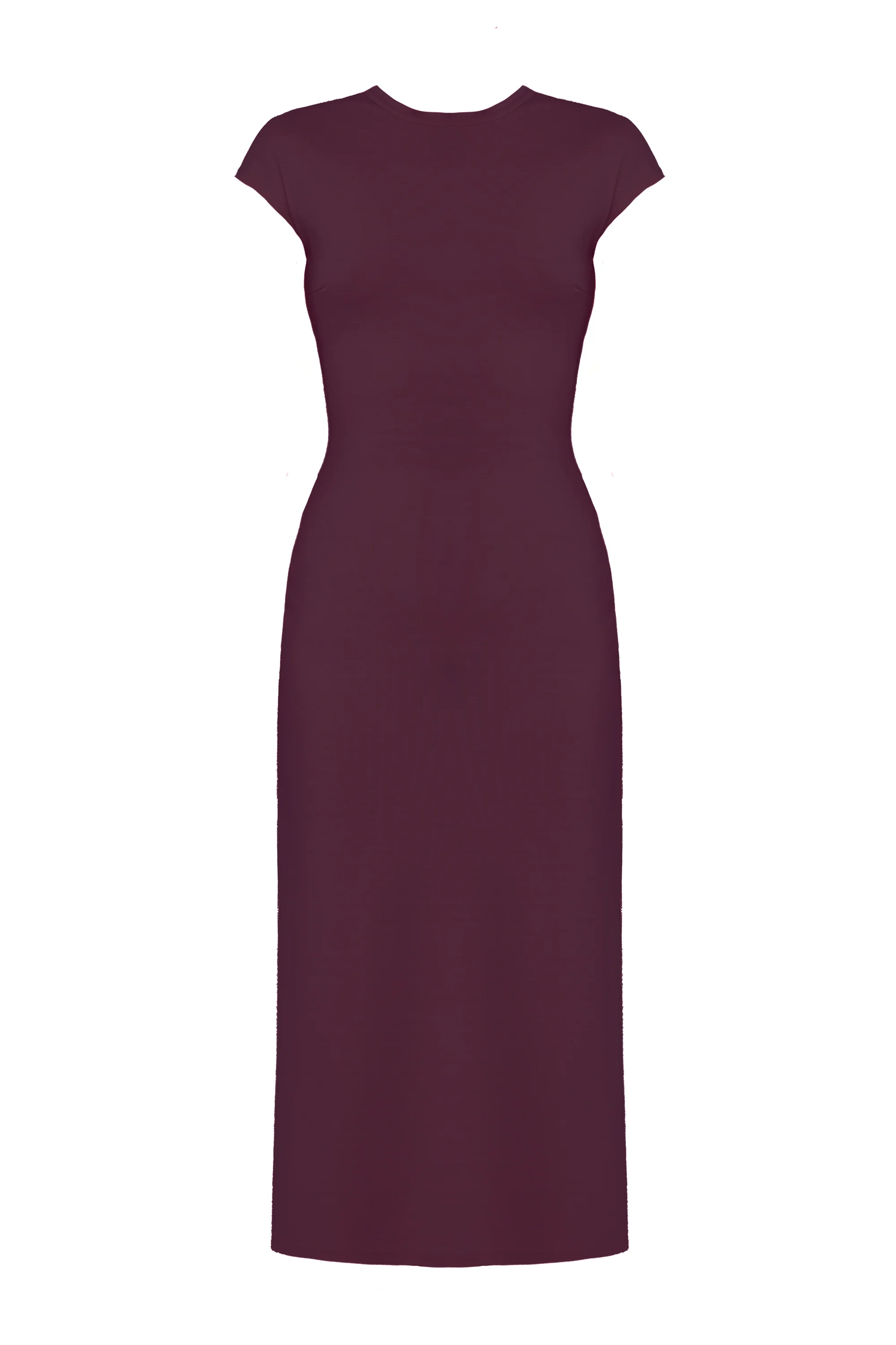 ASTER Dark Purple Jersey Midi Dress with Cap Sleeves - Image 5