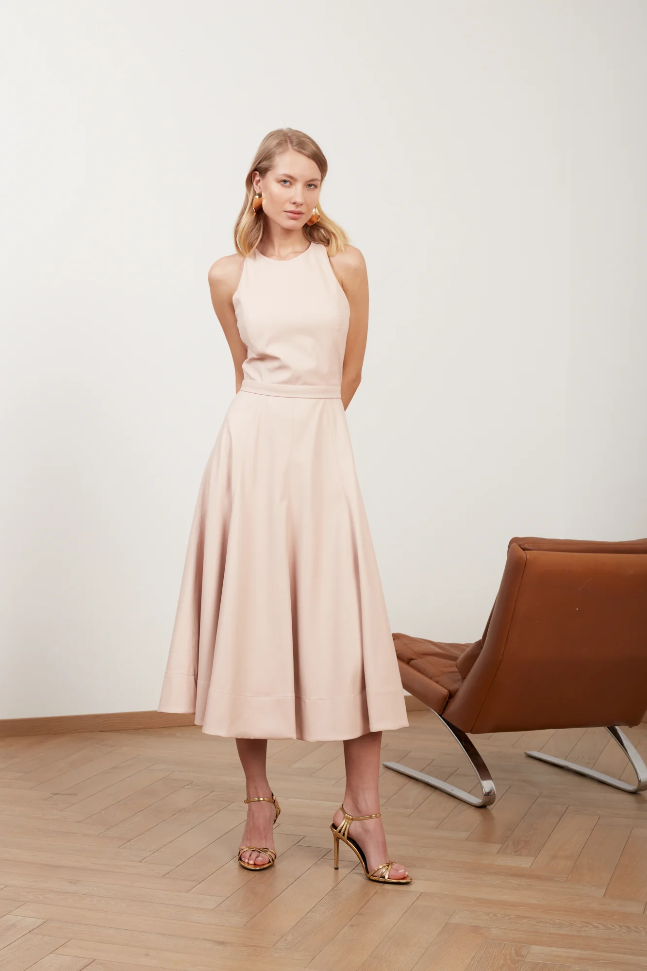 AVALON pastel pink vegan leather midi dress - Image 3