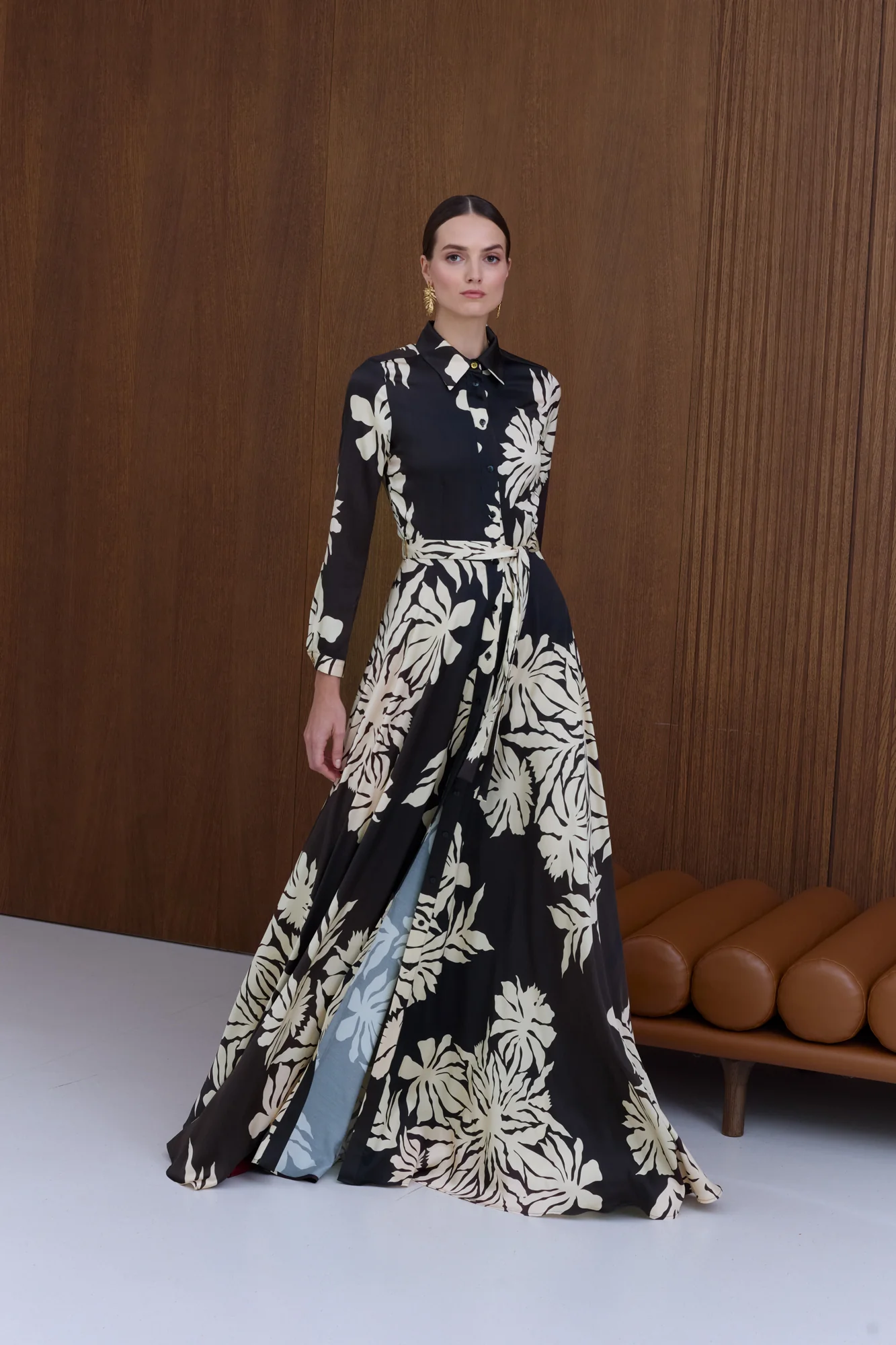 AZURA Flowing Floral Maxi Shirt Dress