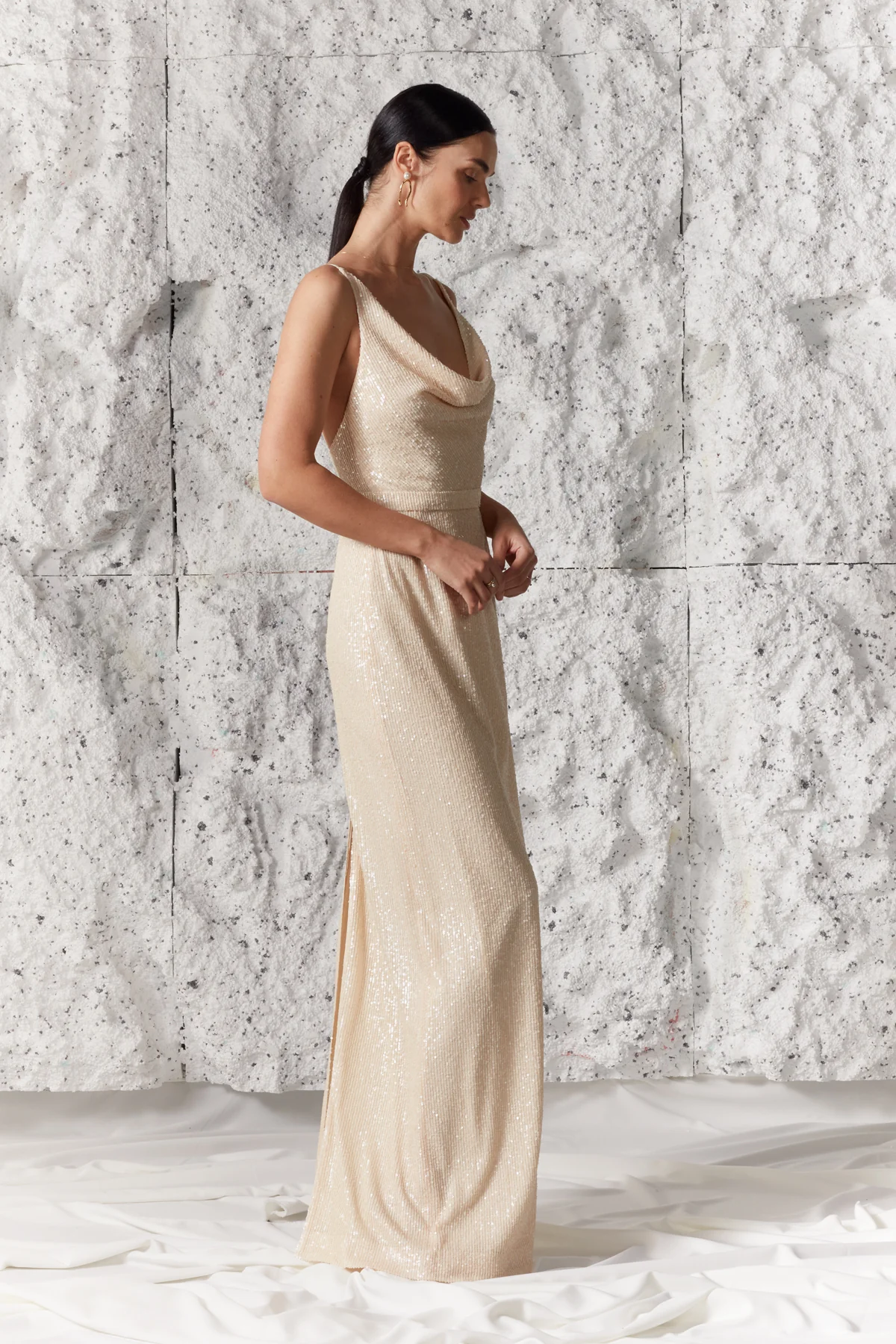 BERTA pastel cream sequin maxi wedding dress - Image 6