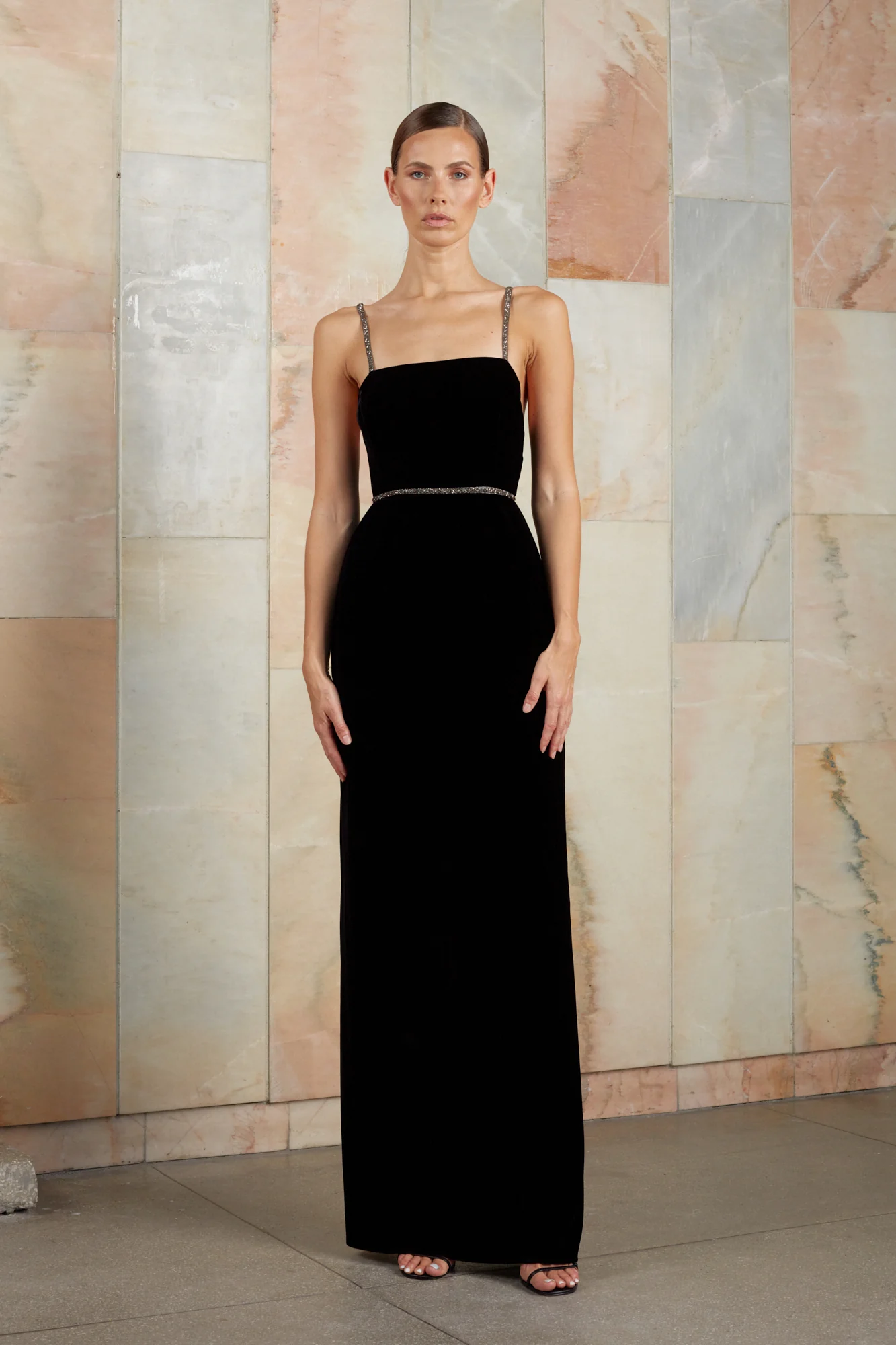 ENIGMA black long silk velvet dress - Image 5