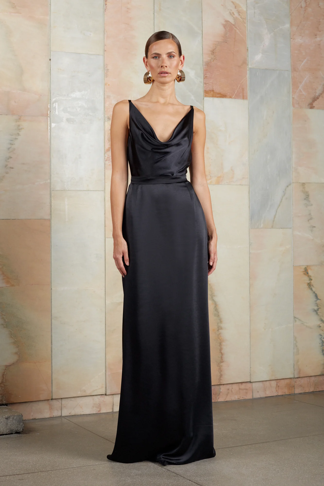 AMILA black open back maxi dress - Image 3