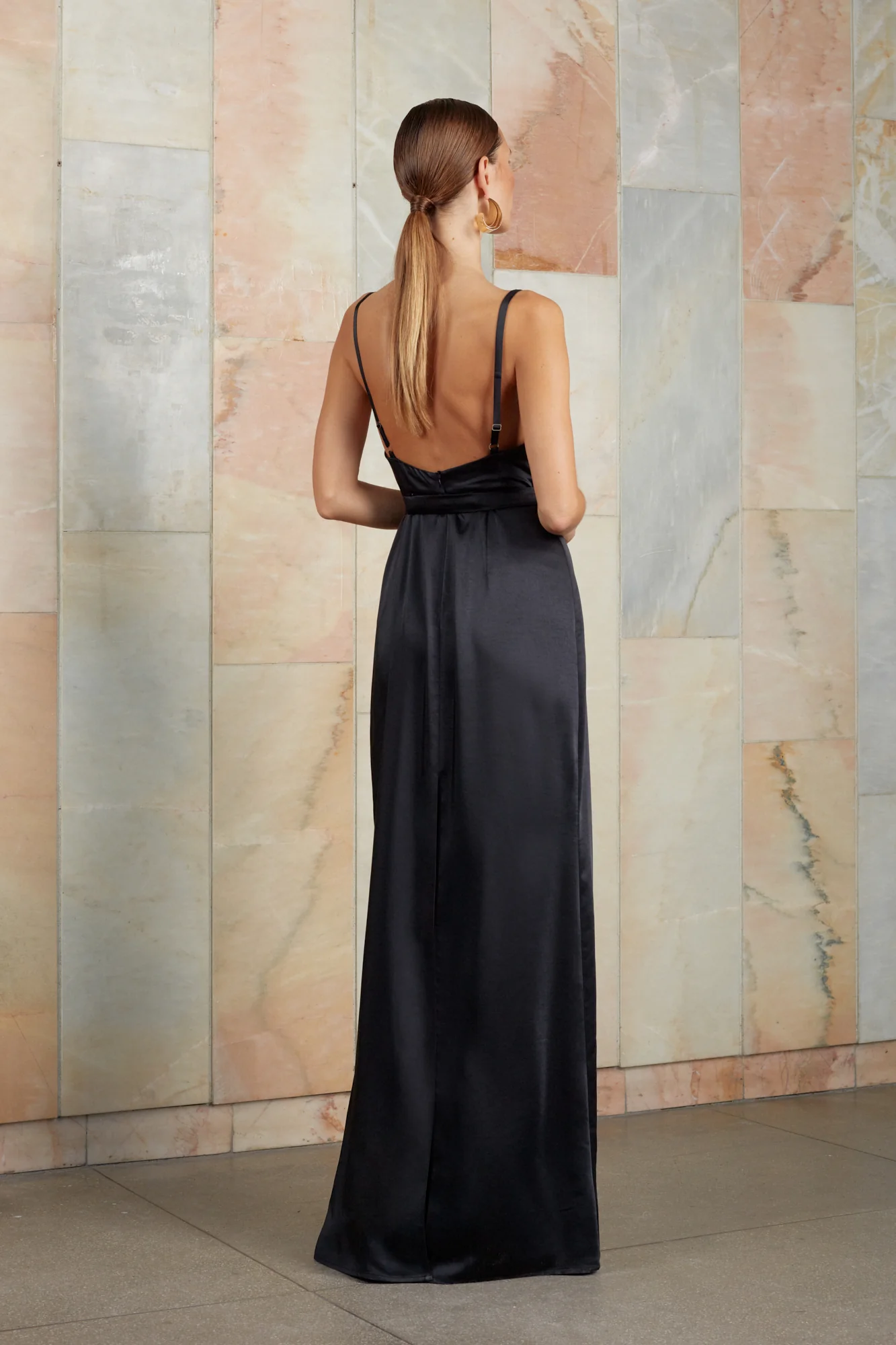AMILA black open back maxi dress - Image 4