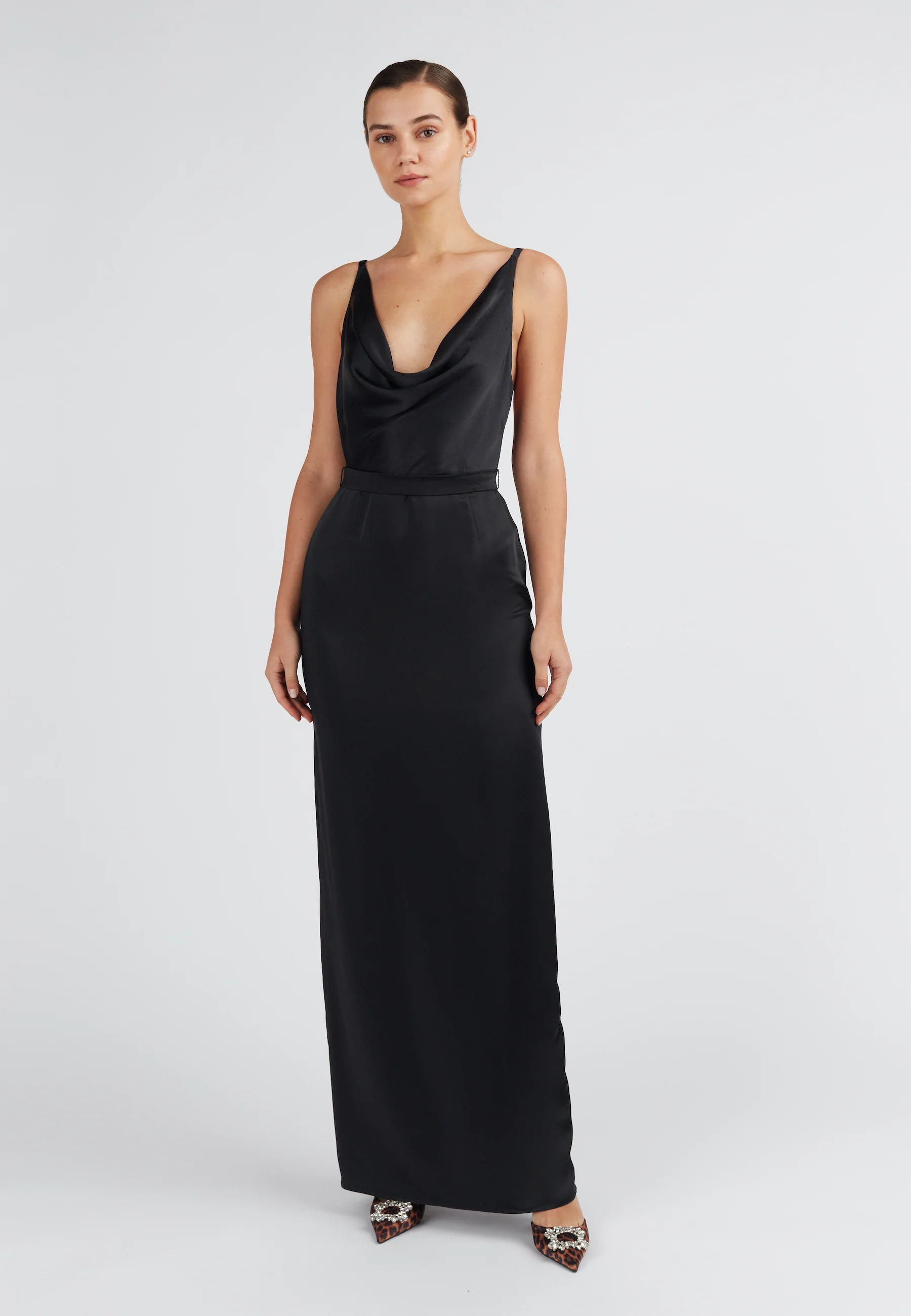 AMILA black open back maxi dress - Image 6