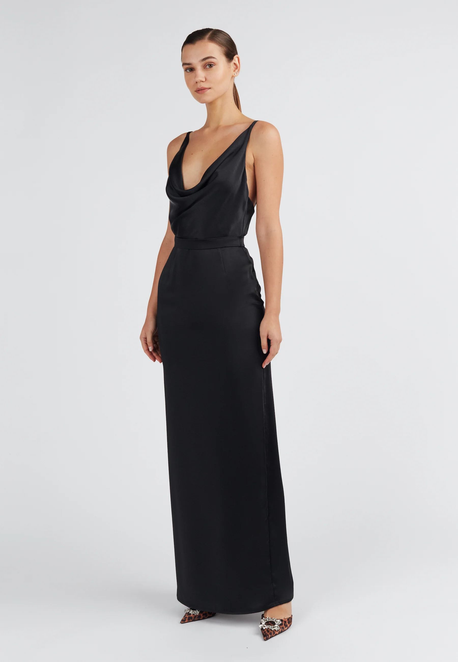 AMILA black open back maxi dress - Image 7