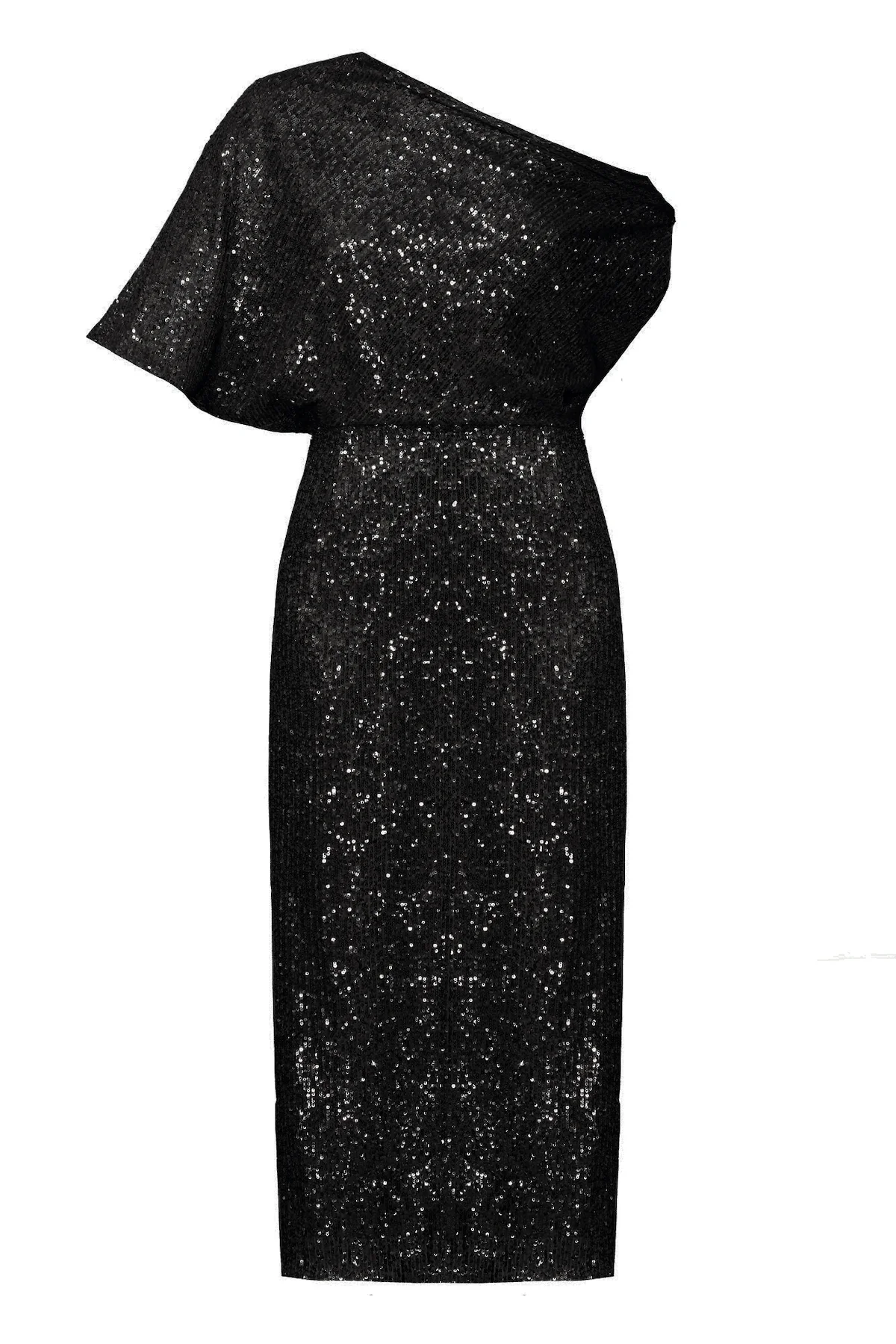 MARGO black sequin asymmetric cocktail dress - Image 5