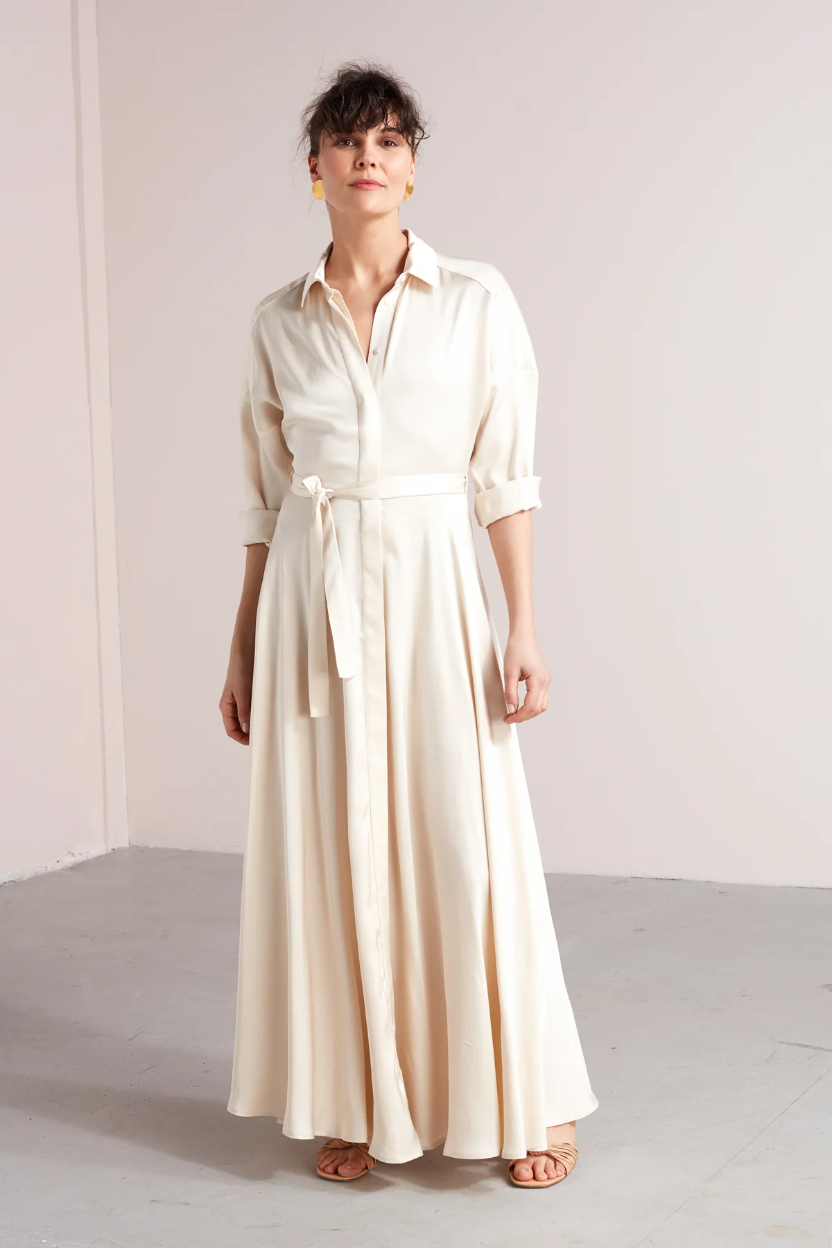 BLANCA maxi shirt dress in light cream - Image 2