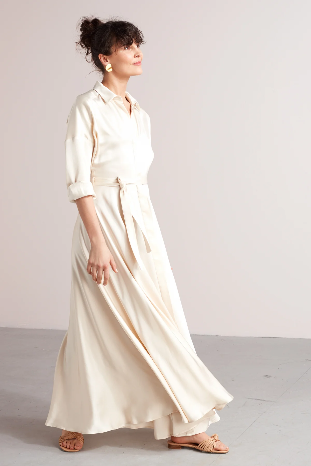 BLANCA maxi shirt dress in light cream - Image 3