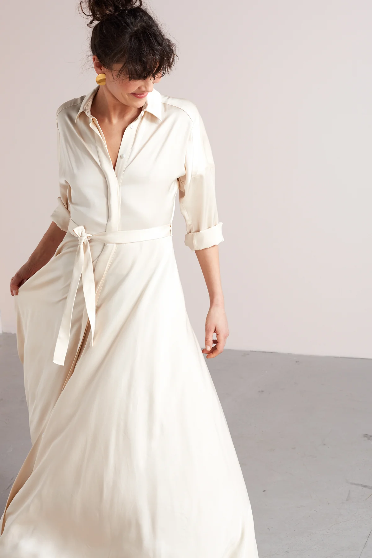 BLANCA maxi shirt dress in light cream - Image 5
