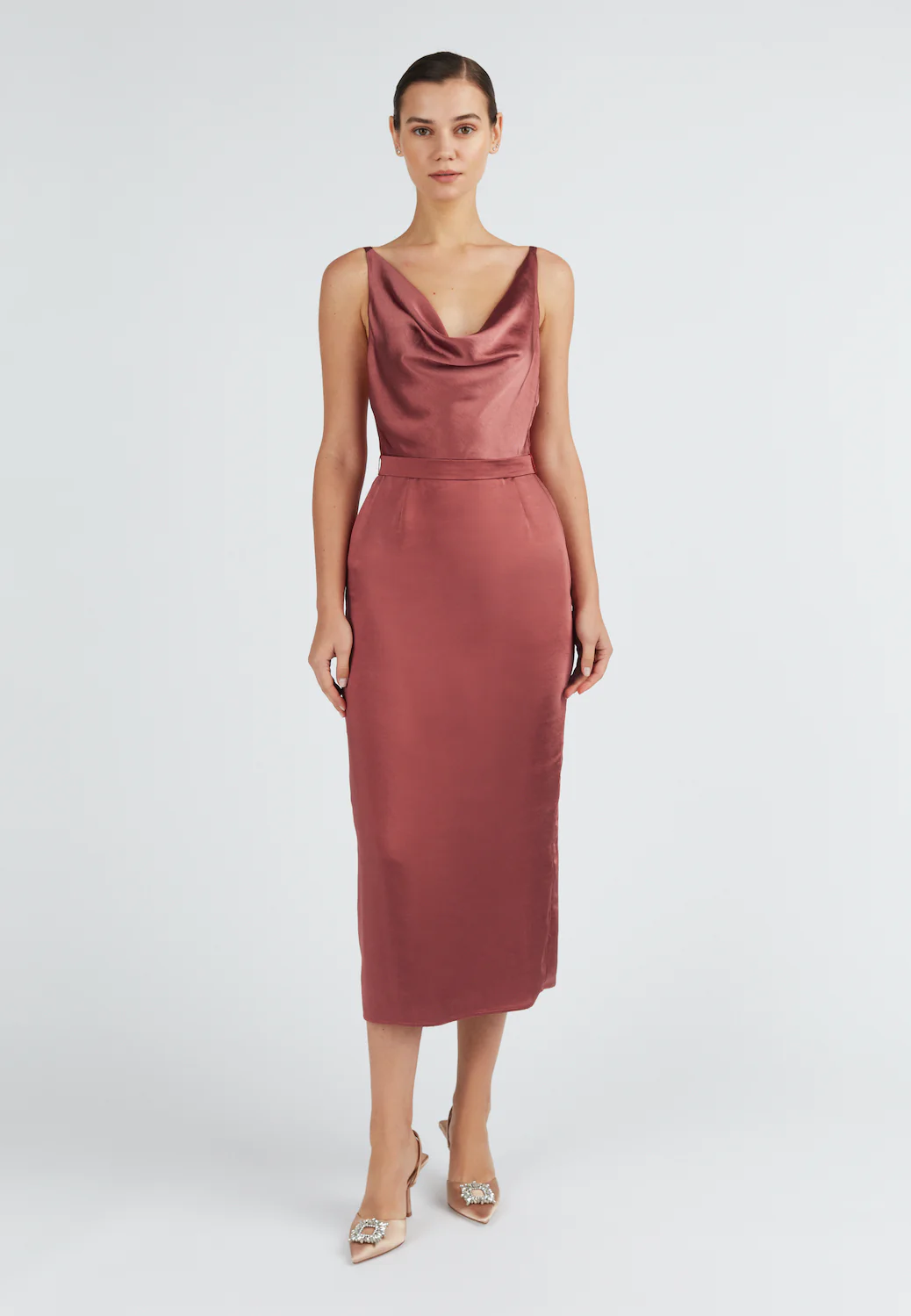 KAMEA brick red backless cocktail dress - Image 10