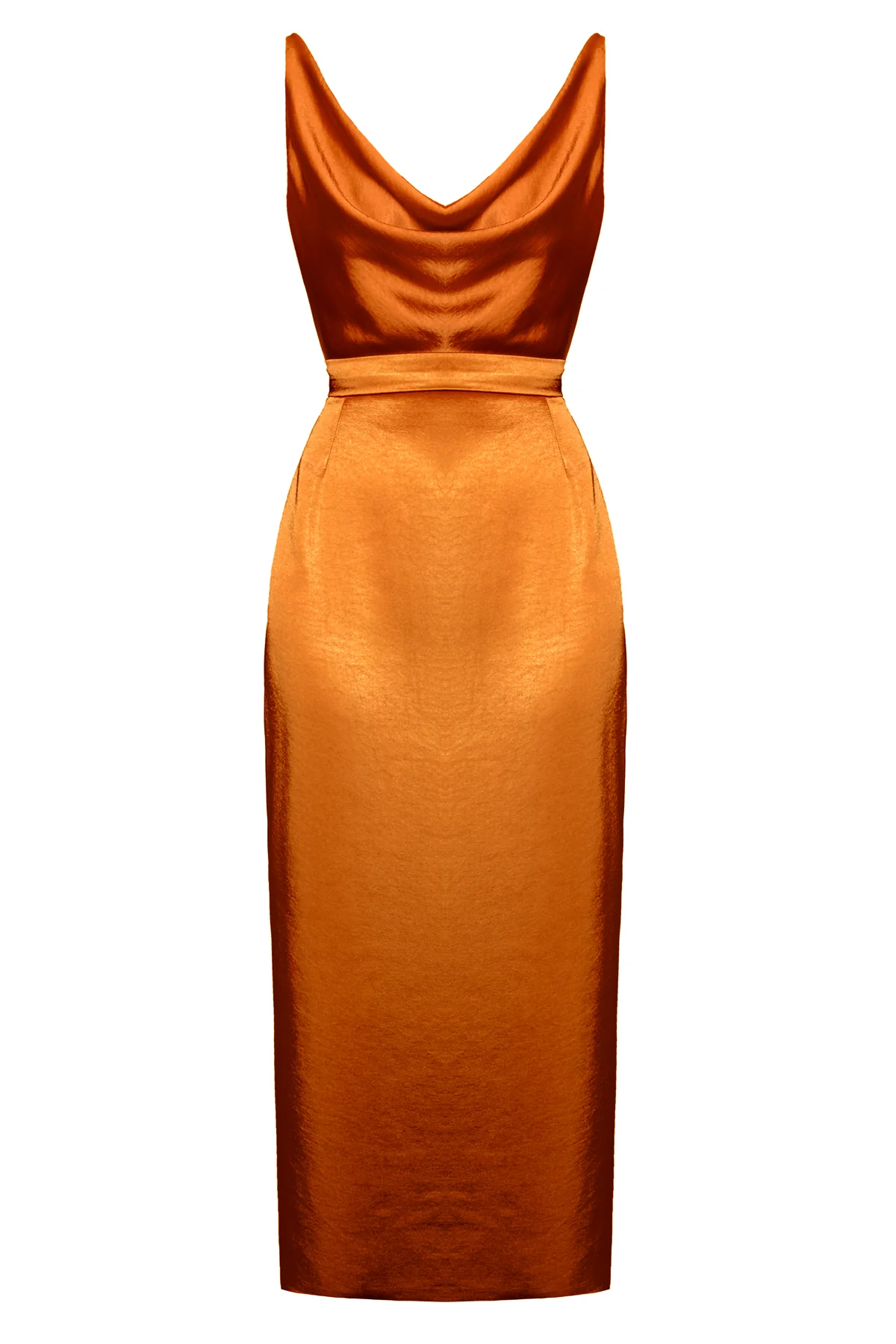 KAMEA Brown Satin Draped Front Dress - Image 5