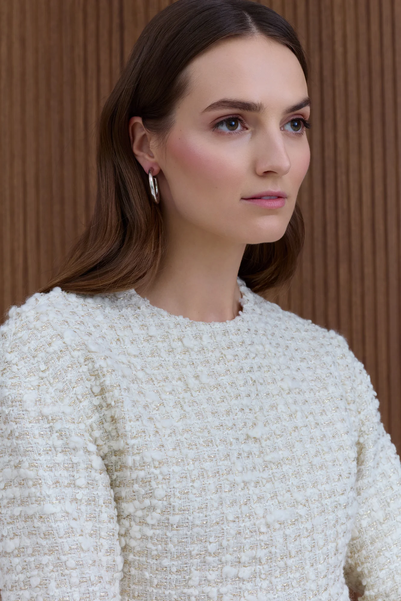 CARMELA Cream Tweed Mini Dress - Image 2