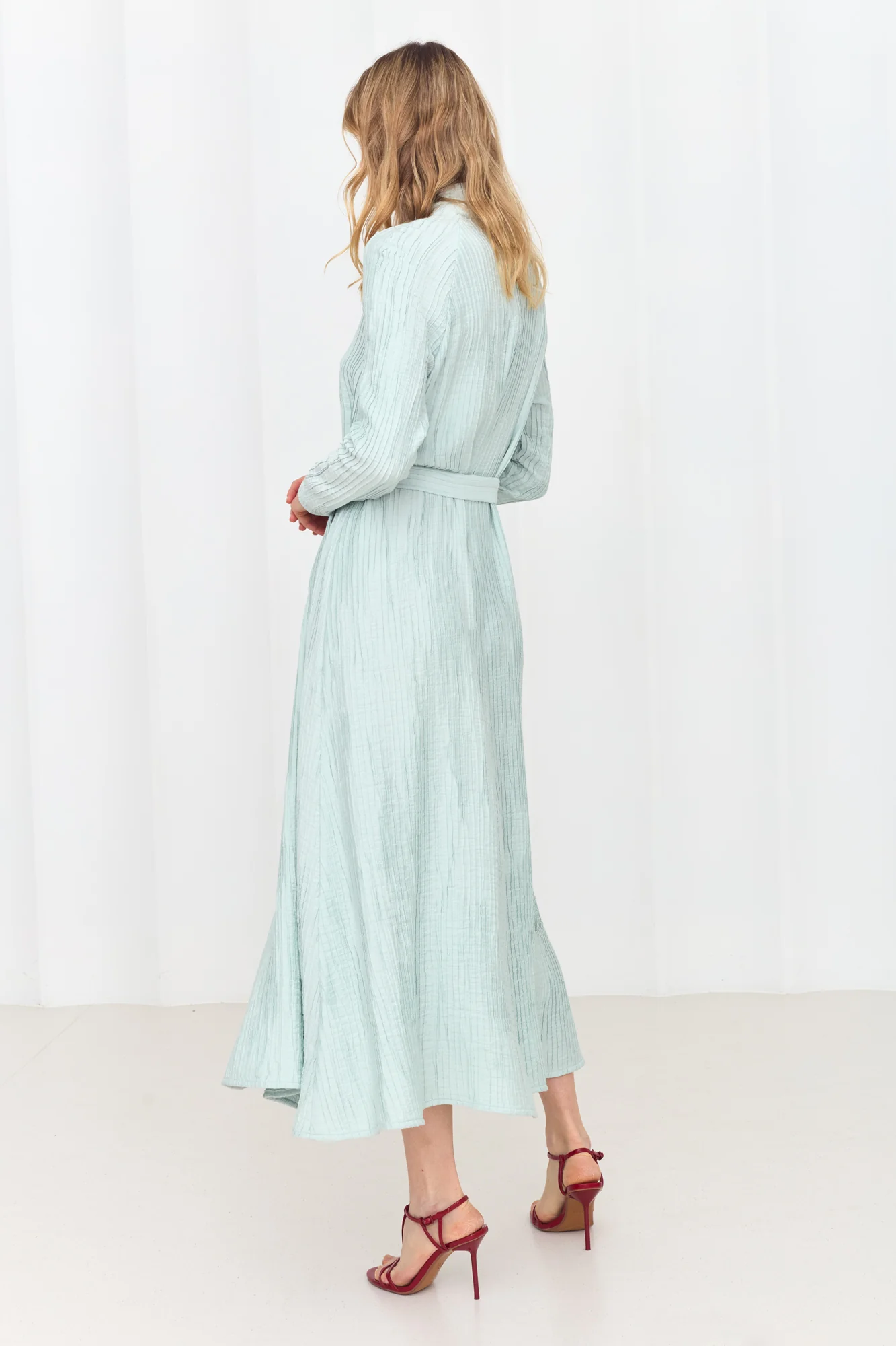 CAROLE Sky Blue Flowing Midi Dress - Image 4