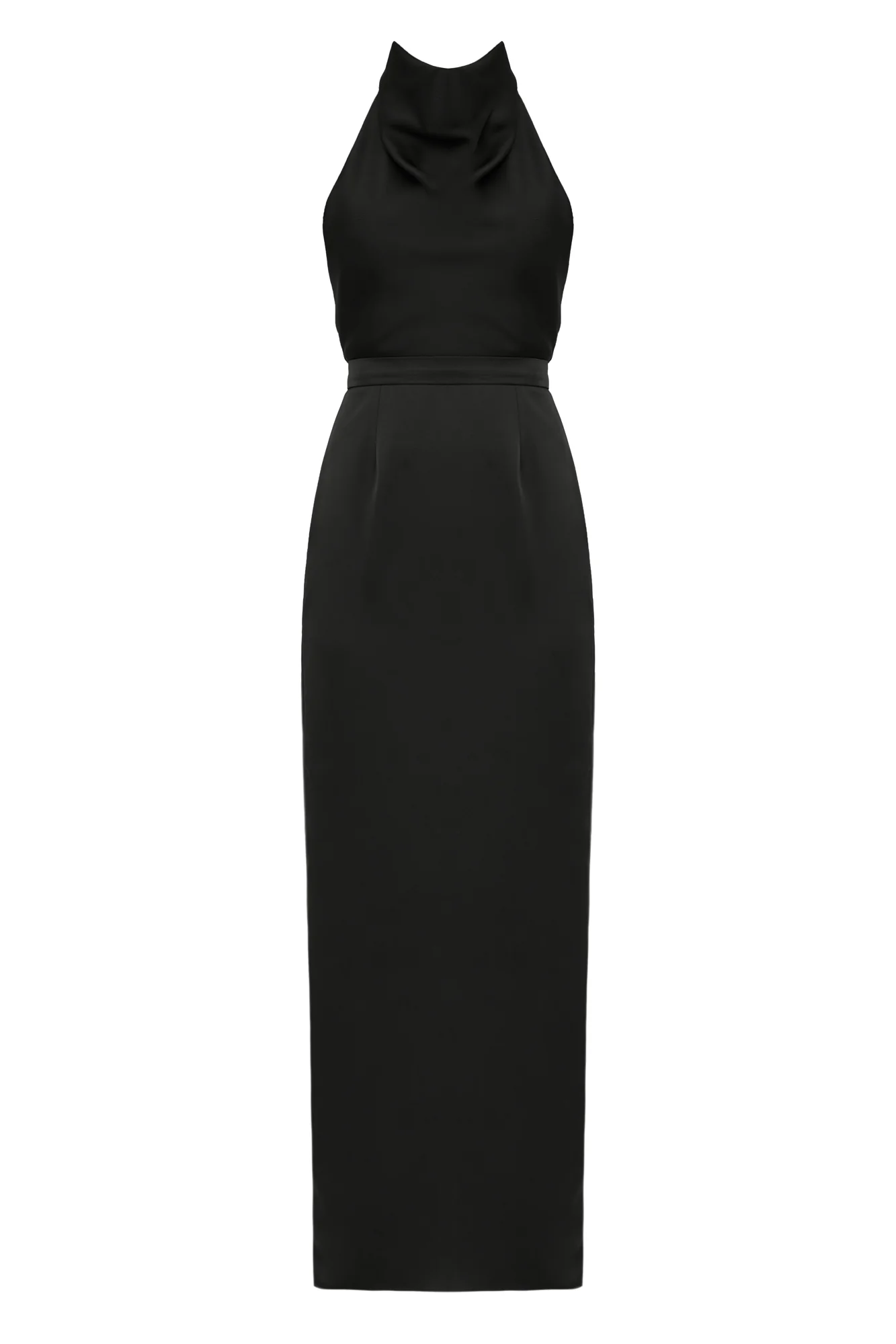 CASANDRA Black Cowl Neck Long Evening Dress - Image 13