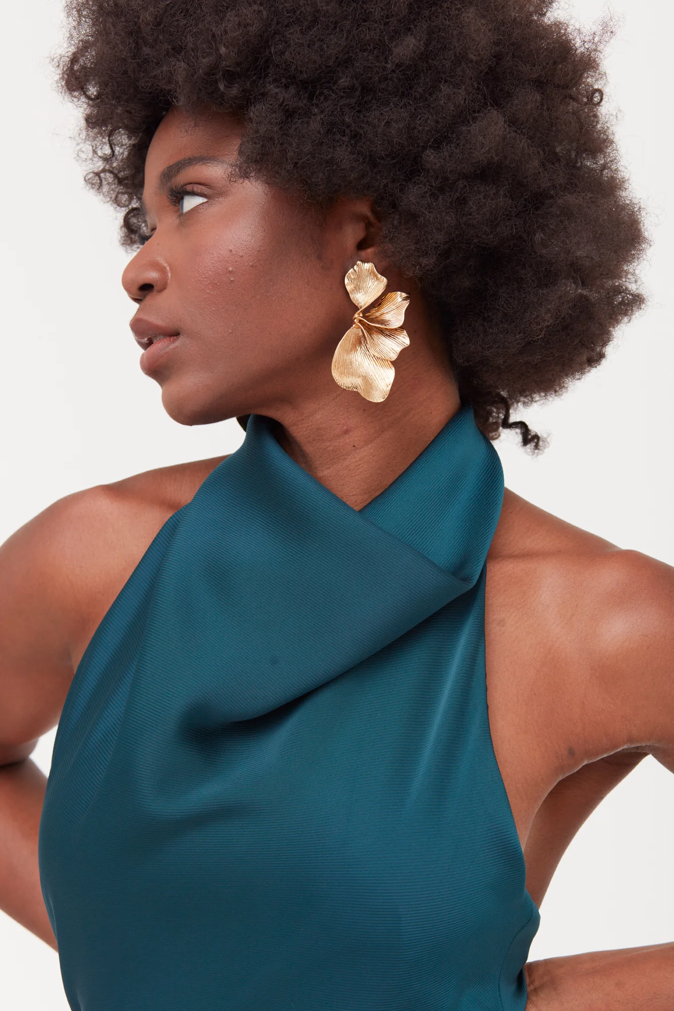 CASANDRA Blue Maxi Evening Dress With Cowl Neck - Image 4