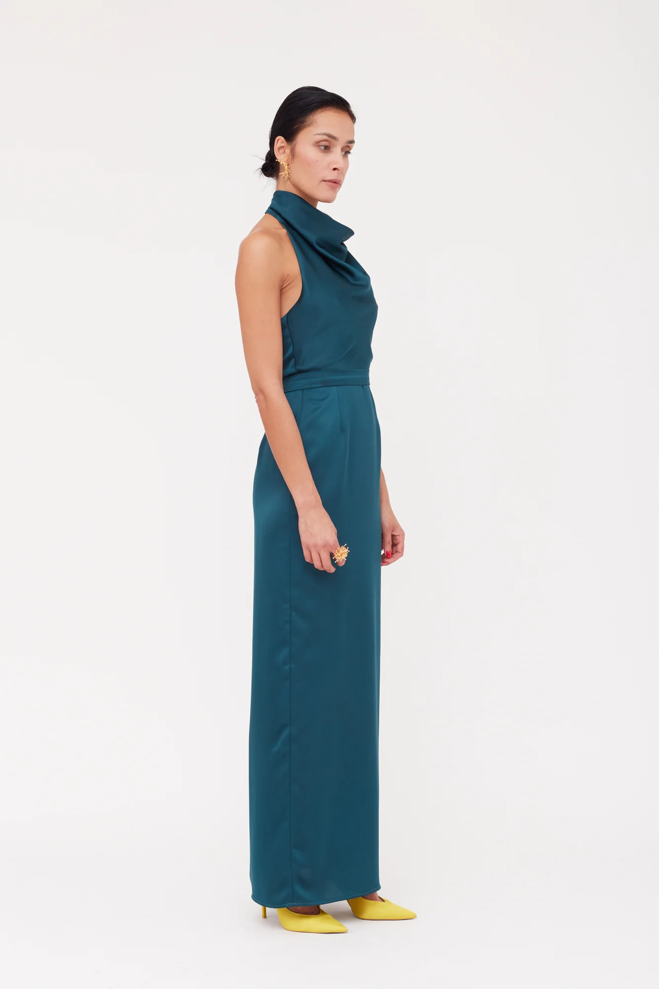 CASANDRA Blue Maxi Evening Dress With Cowl Neck - Image 5