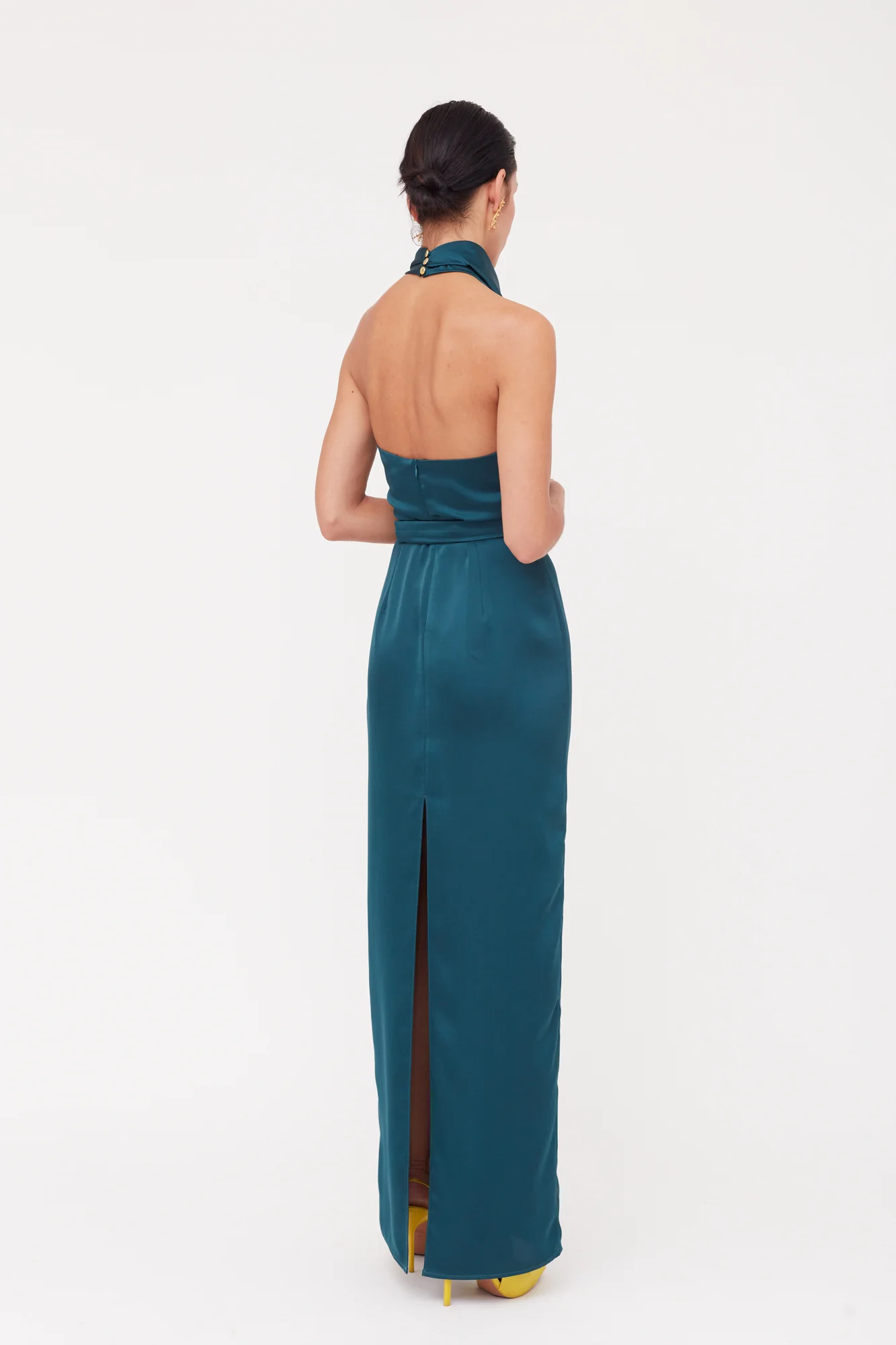 CASANDRA Blue Maxi Evening Dress With Cowl Neck - Image 6